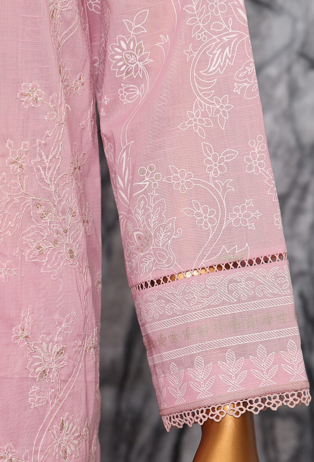 HZ Textile UNSTITCH EXCLUSIVE MID SUMMER EMBROIDERED SLUB COTTON D-02