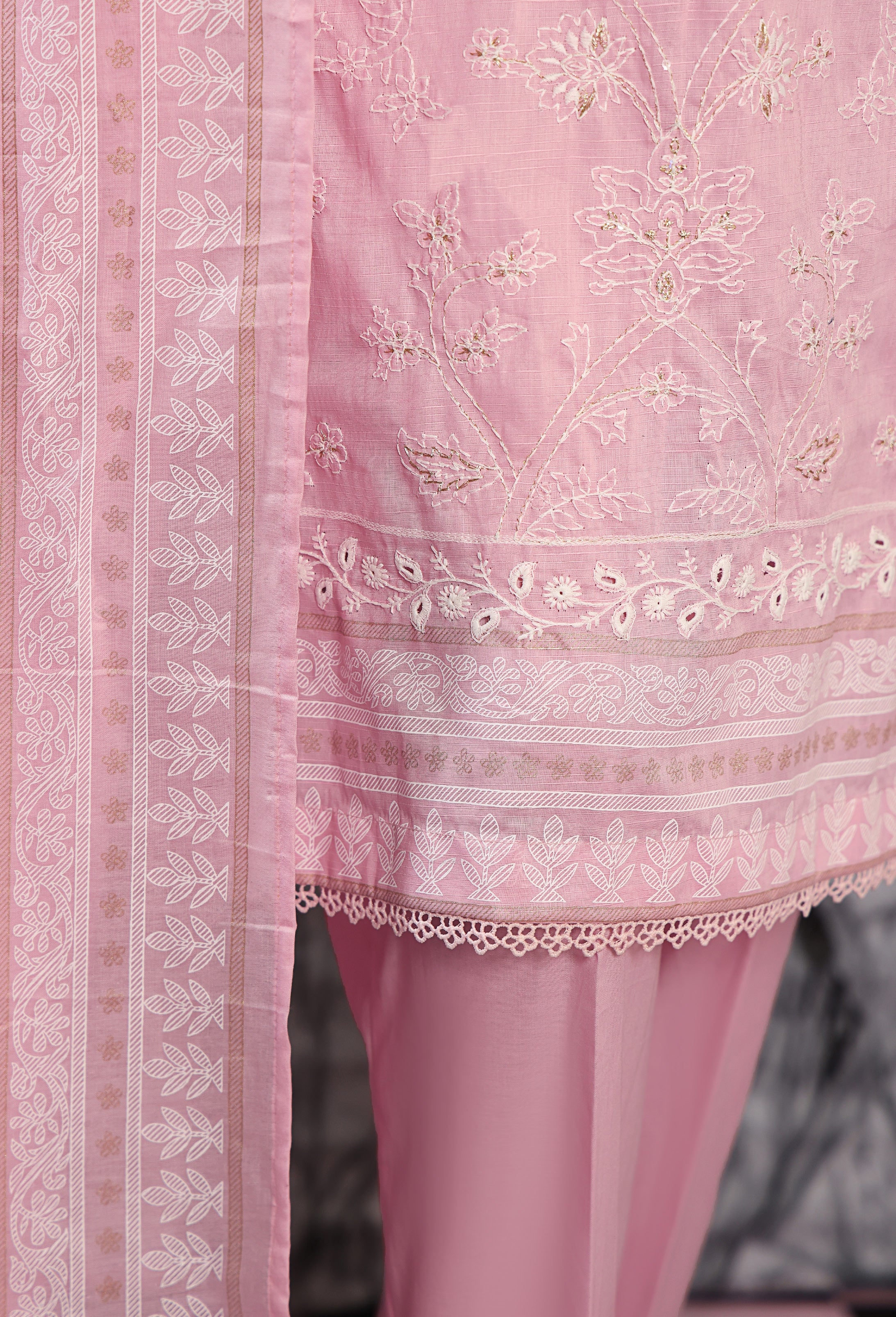 HZ Textile UNSTITCH EXCLUSIVE MID SUMMER EMBROIDERED SLUB COTTON D-02