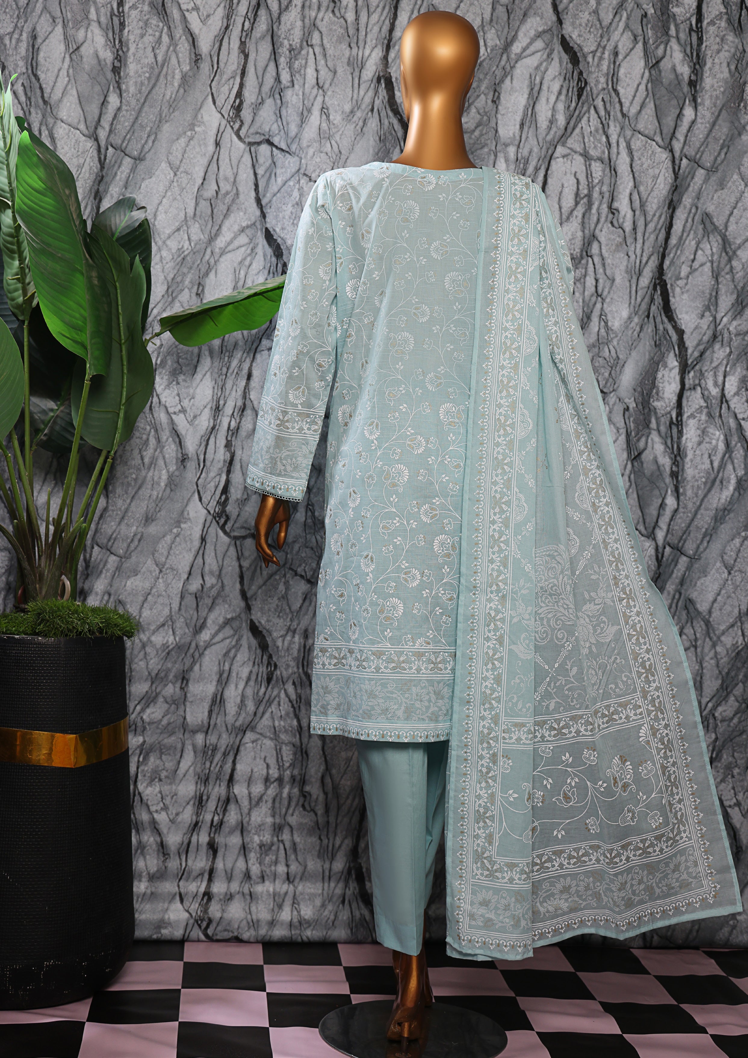 HZ Textile UNSTITCH EXCLUSIVE MID SUMMER EMBROIDERED SLUB COTTON D-03