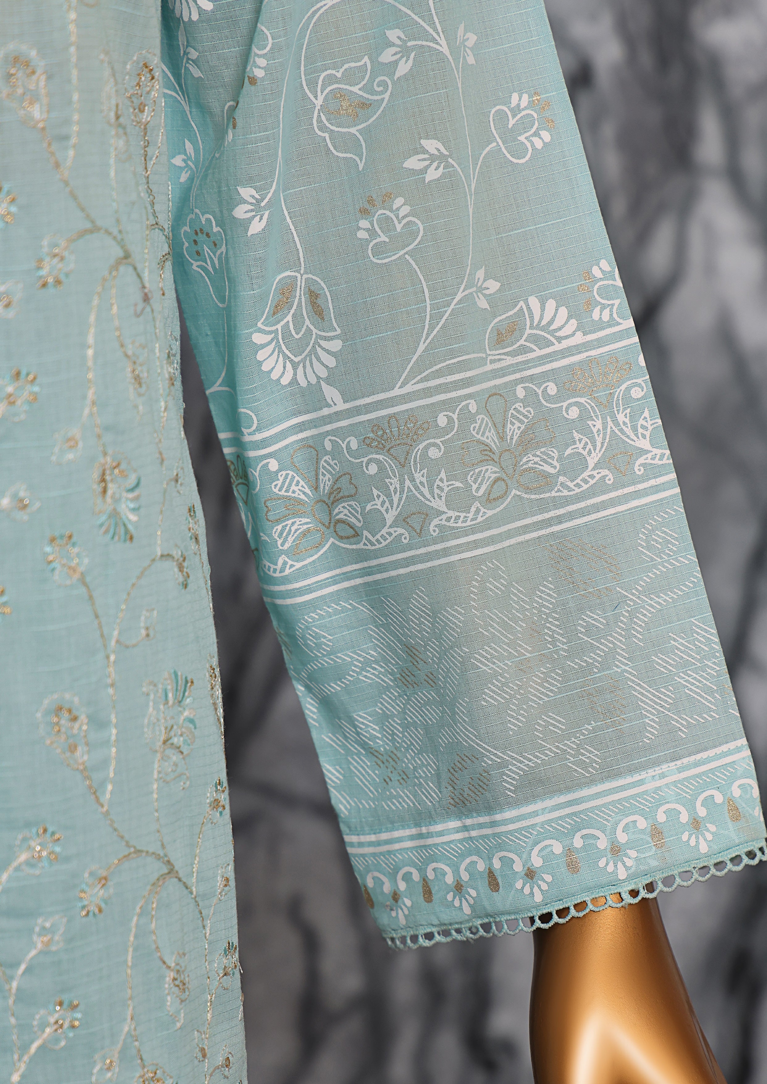 HZ Textile UNSTITCH EXCLUSIVE MID SUMMER EMBROIDERED SLUB COTTON D-03