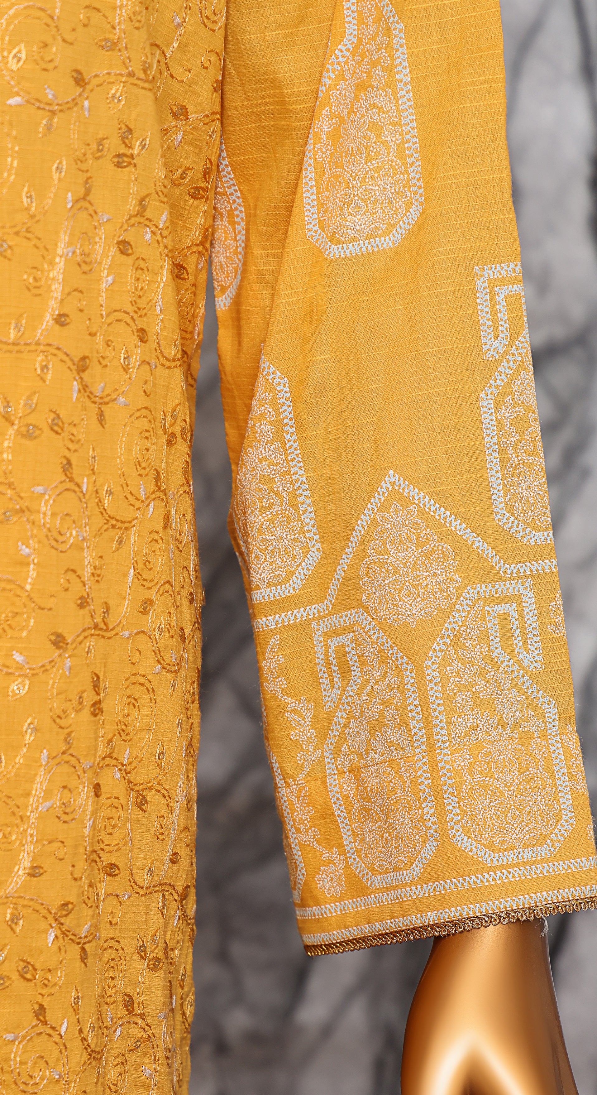 HZ Textile UNSTITCH EXCLUSIVE MID SUMMER EMBROIDERED SLUB COTTON D-04