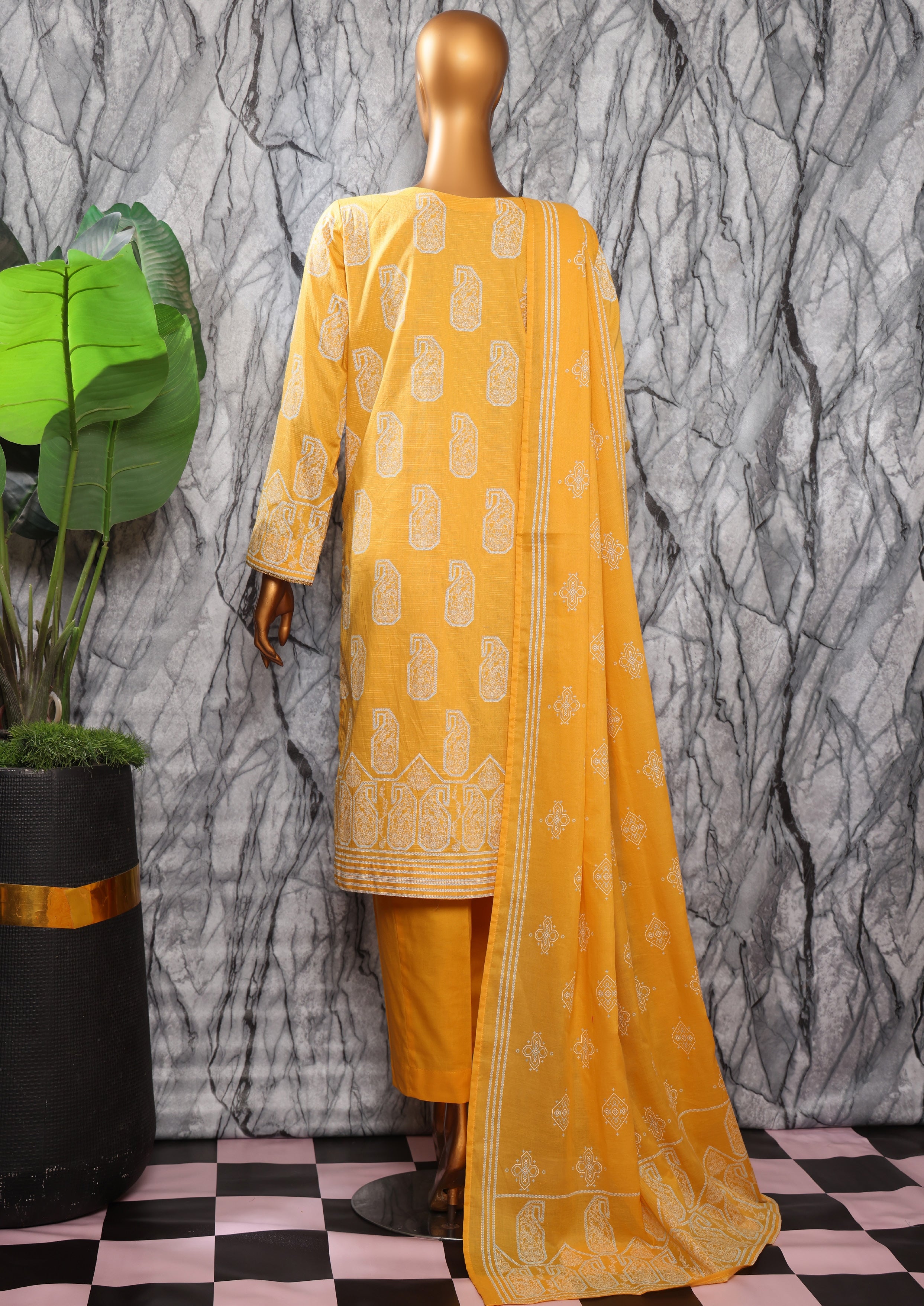 HZ Textile UNSTITCH EXCLUSIVE MID SUMMER EMBROIDERED SLUB COTTON D-04