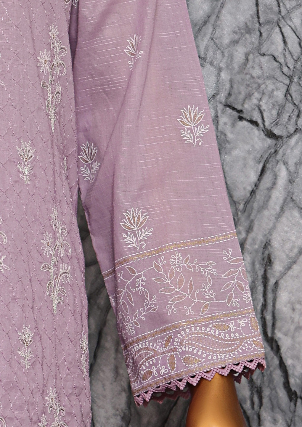 HZ Textile UNSTITCH EXCLUSIVE MID SUMMER EMBROIDERED SLUB COTTON D-05