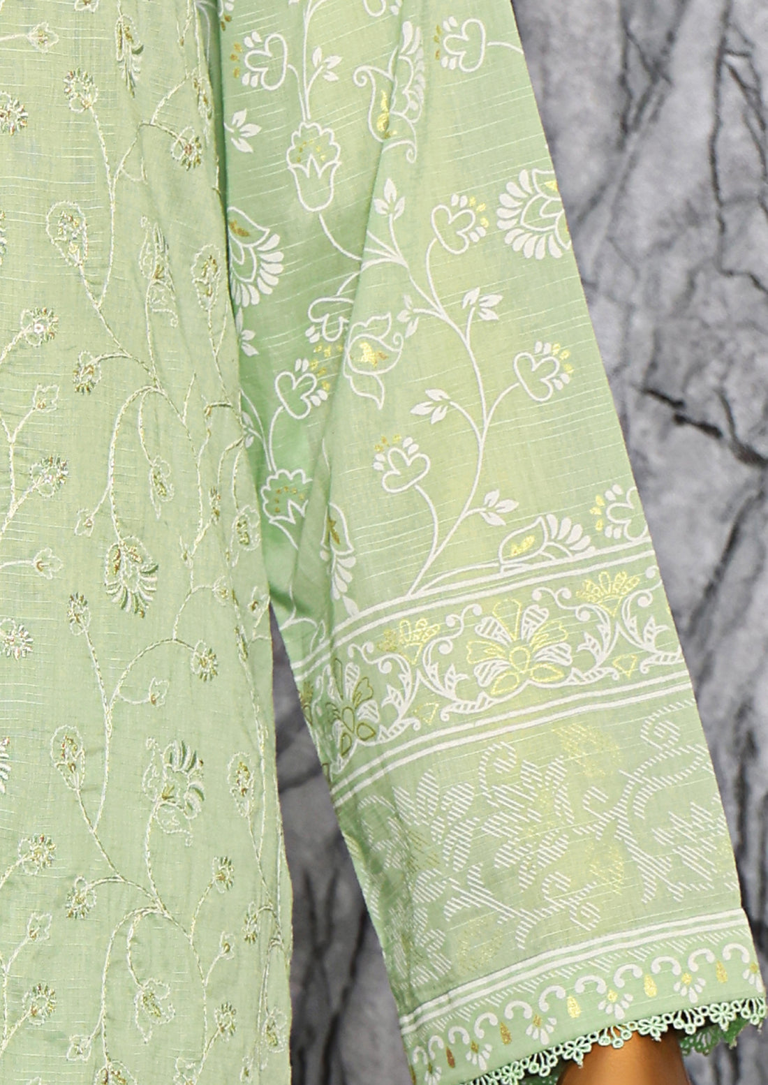 HZ Textile UNSTITCH EXCLUSIVE MID SUMMER EMBROIDERED SLUB COTTON D-01