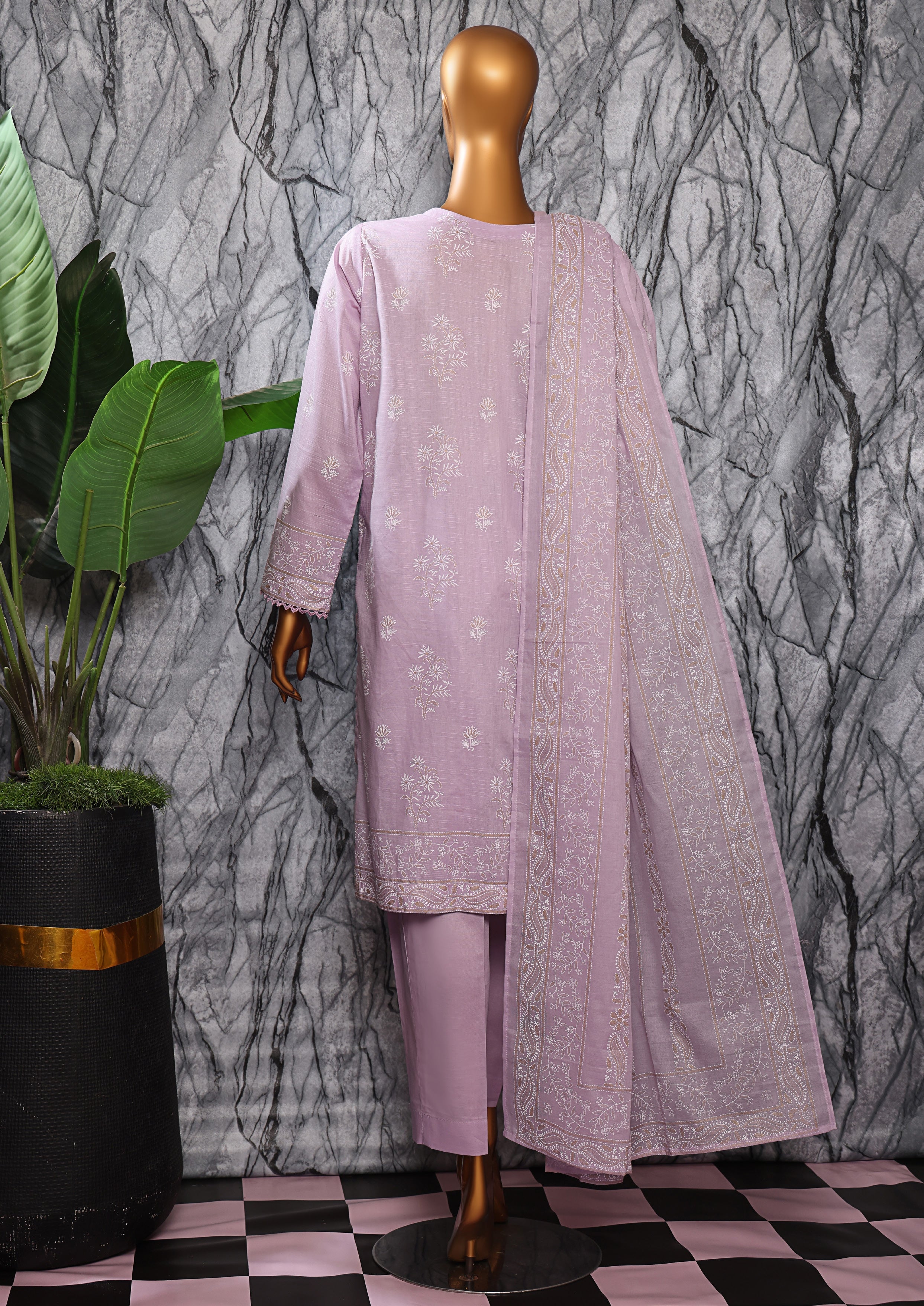 HZ Textile UNSTITCH EXCLUSIVE MID SUMMER EMBROIDERED SLUB COTTON D-05