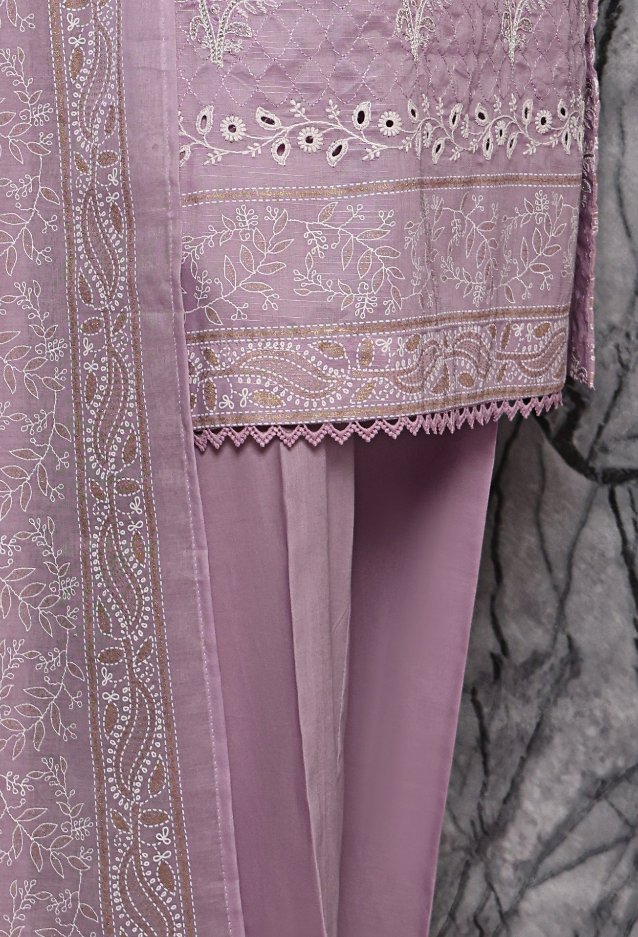 HZ Textile UNSTITCH EXCLUSIVE MID SUMMER EMBROIDERED SLUB COTTON D-05