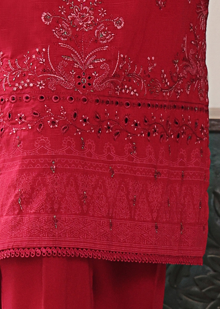 HZ Textile UNSTITCH EXCLUSIVE MID SUMMER EMBROIDERED SLUB COTTON D-06