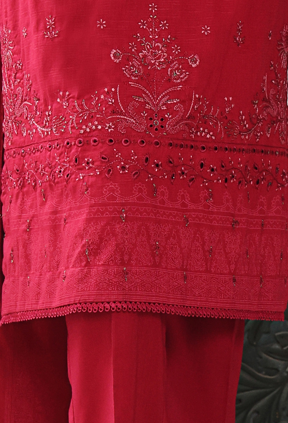 HZ Textile UNSTITCH EXCLUSIVE MID SUMMER EMBROIDERED SLUB COTTON D-06