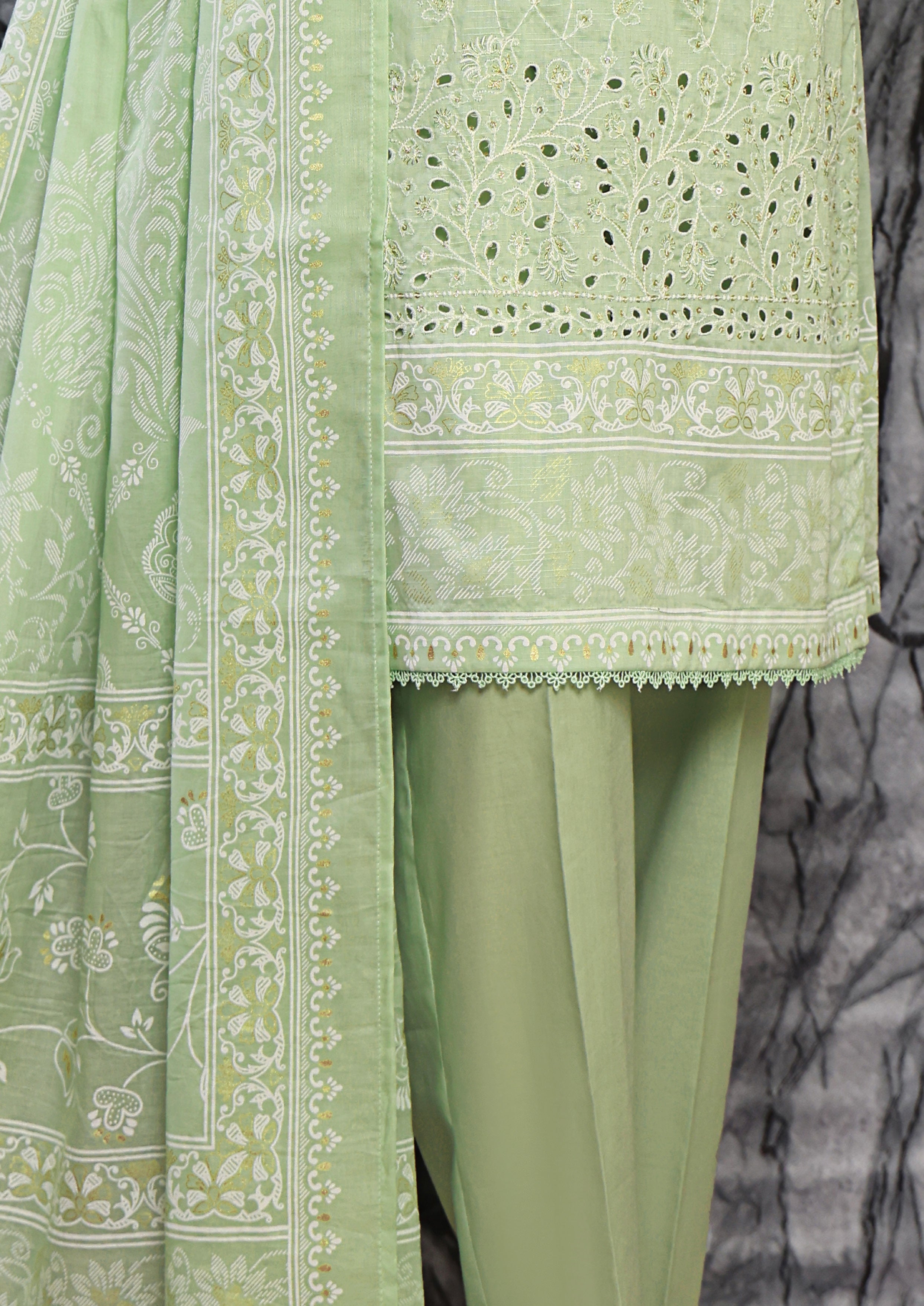 HZ Textile UNSTITCH EXCLUSIVE MID SUMMER EMBROIDERED SLUB COTTON D-01