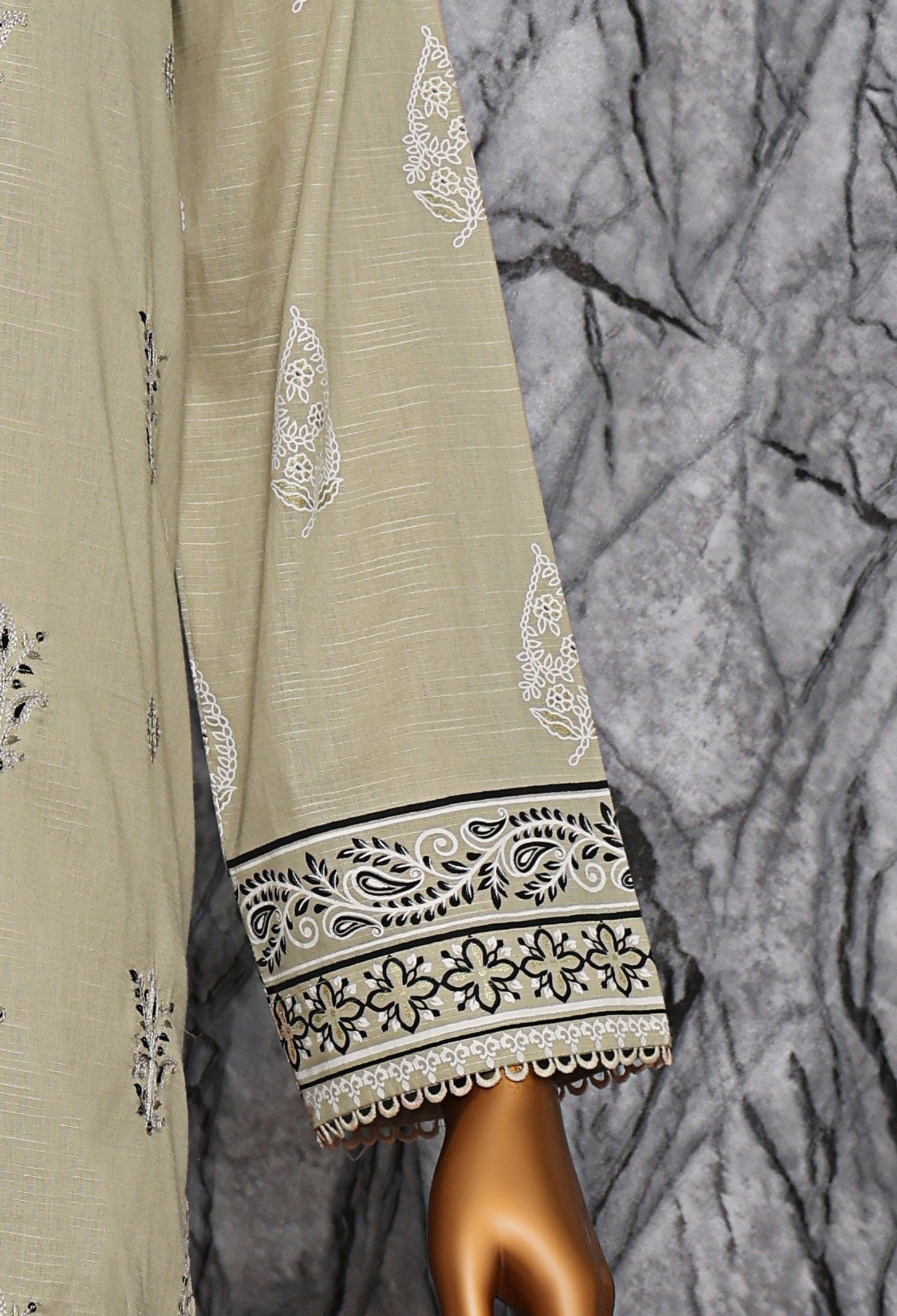 HZ Textile UNSTITCH EXCLUSIVE MID SUMMER EMBROIDERED SLUB COTTON D-07