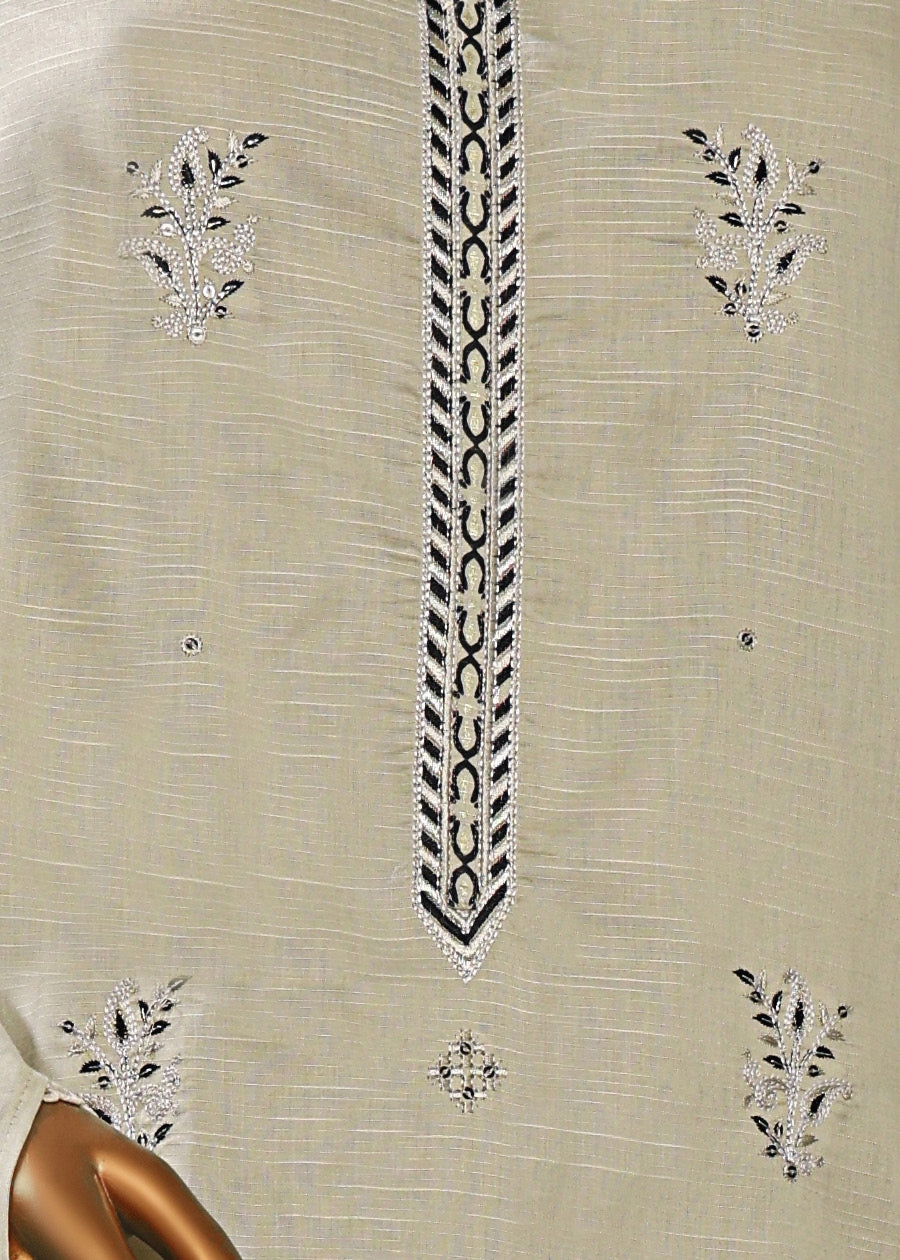 HZ Textile UNSTITCH EXCLUSIVE MID SUMMER EMBROIDERED SLUB COTTON D-07