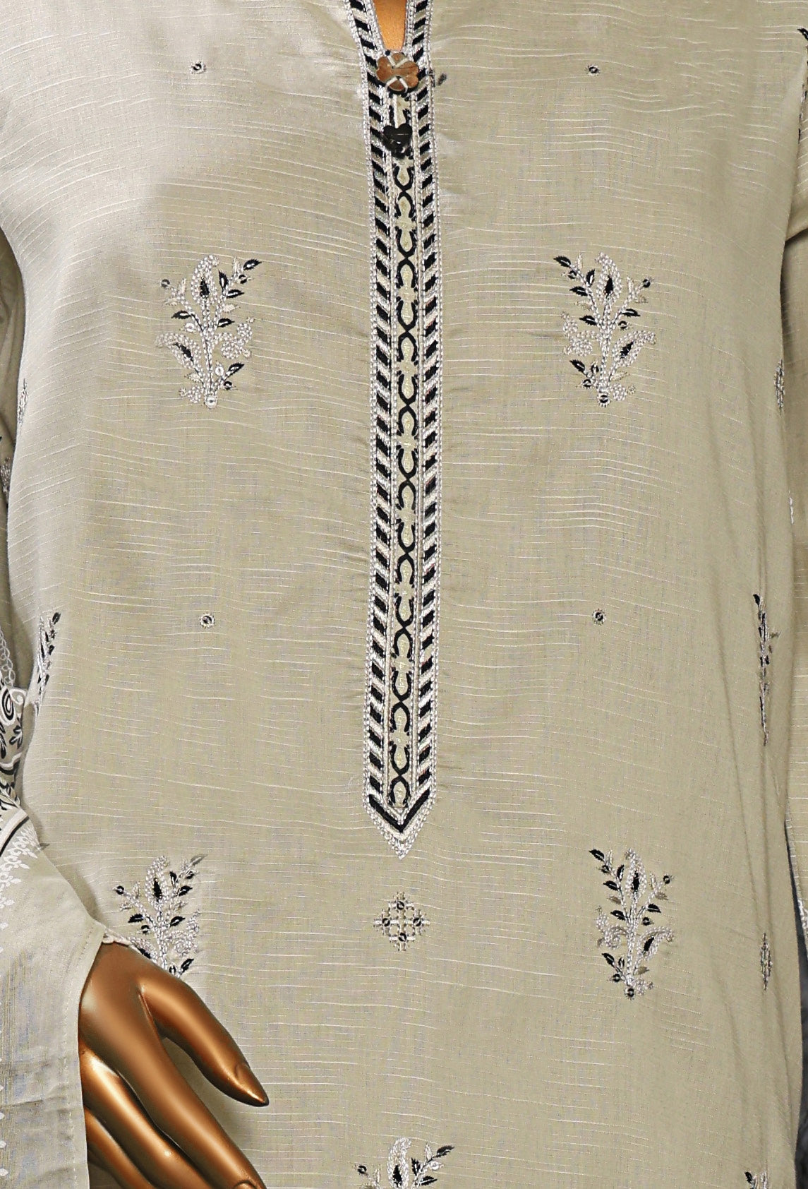 HZ Textile UNSTITCH EXCLUSIVE MID SUMMER EMBROIDERED SLUB COTTON D-07