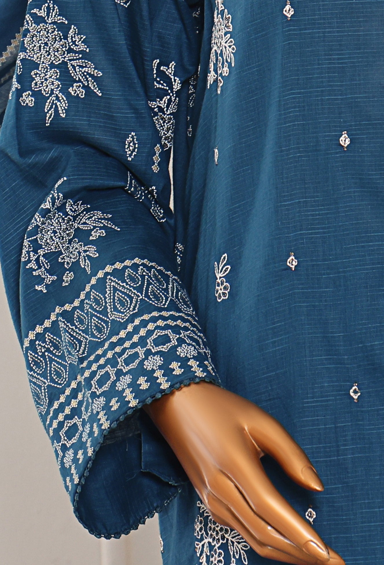 HZ Textile UNSTITCH EXCLUSIVE MID SUMMER EMBROIDERED SLUB COTTON D-08