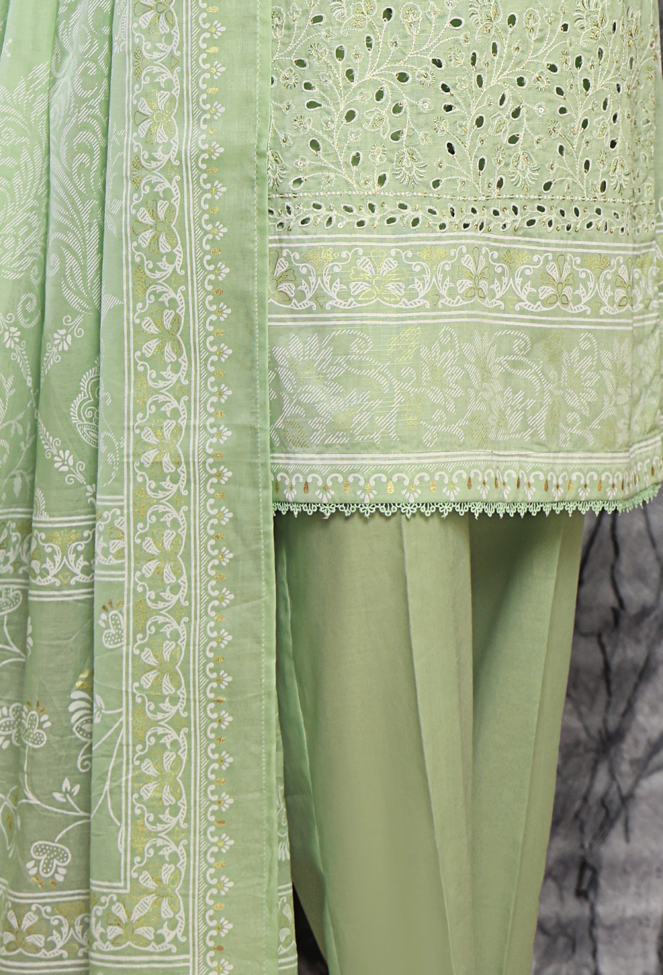 HZ Textile UNSTITCH EXCLUSIVE MID SUMMER EMBROIDERED SLUB COTTON D-01