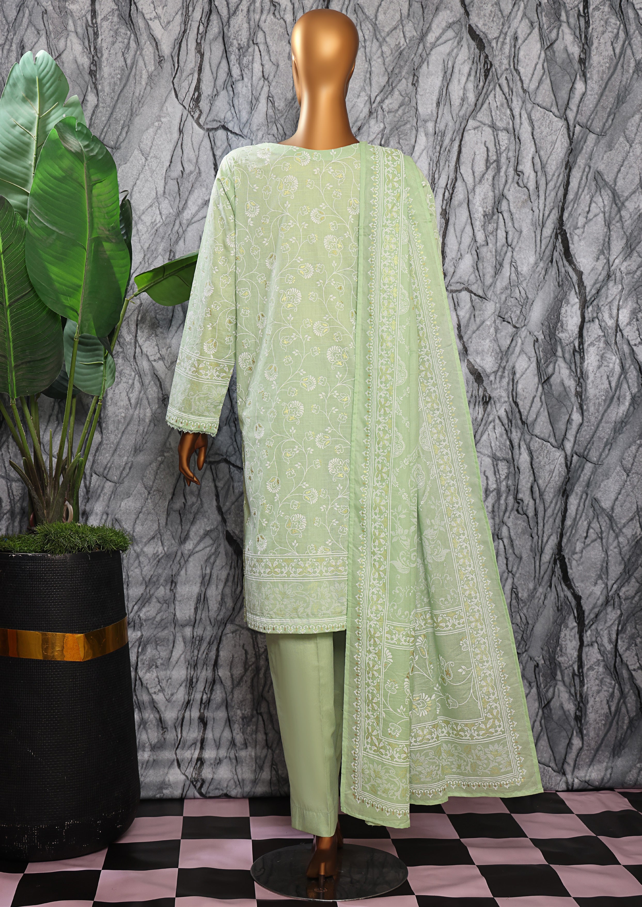 HZ Textile UNSTITCH EXCLUSIVE MID SUMMER EMBROIDERED SLUB COTTON D-01