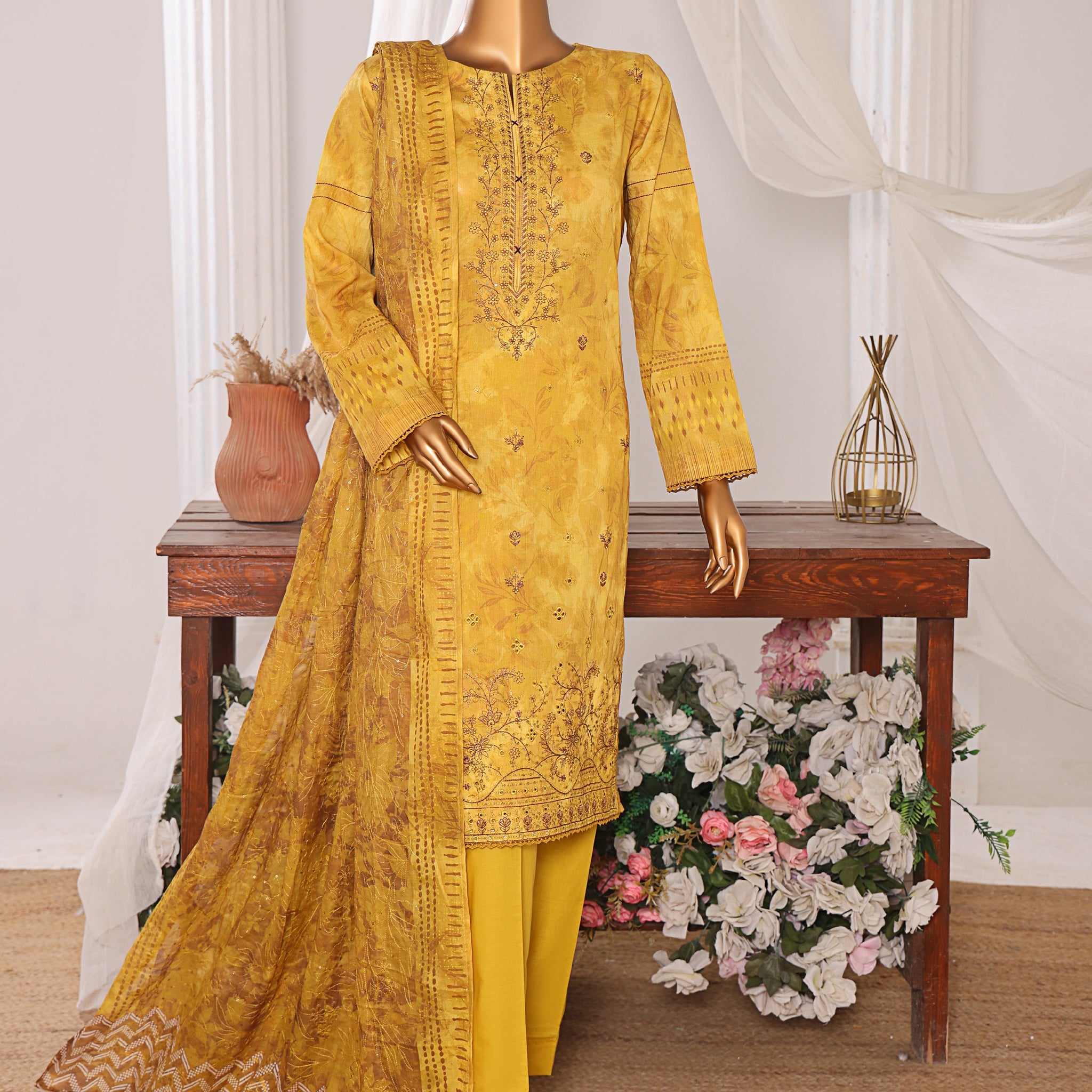HZ Textile Unstitched Elite EMBROIDERED Collection'25 D-03