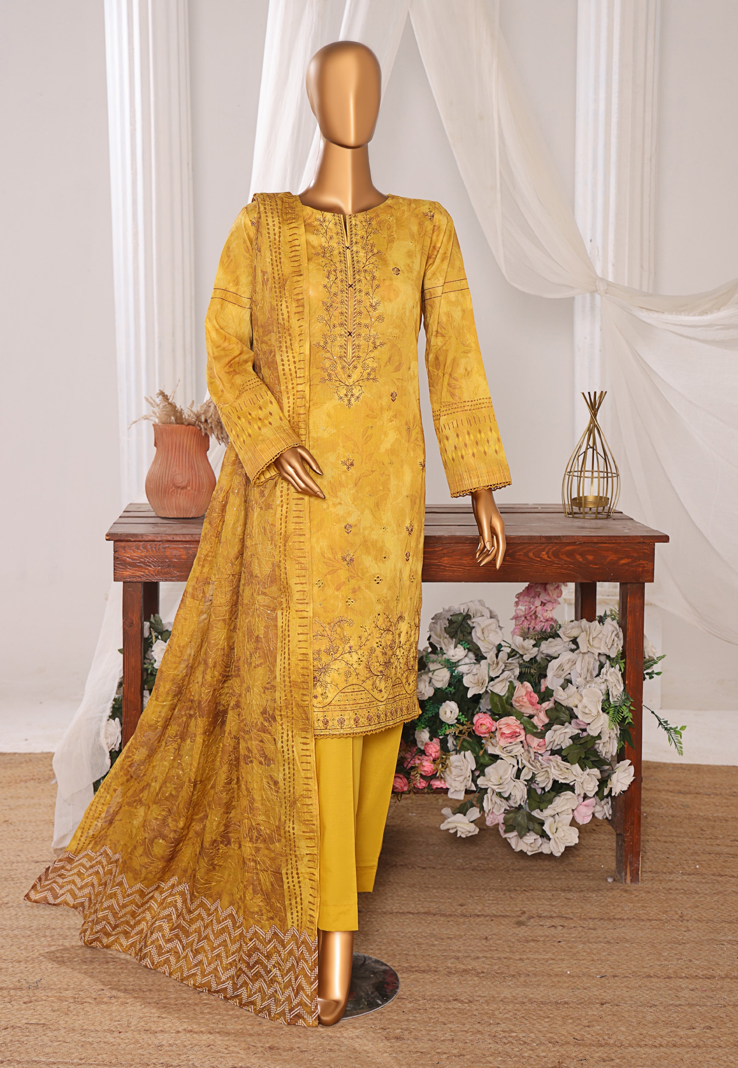HZ Textile Unstitched Elite EMBROIDERED Collection'25 D-03