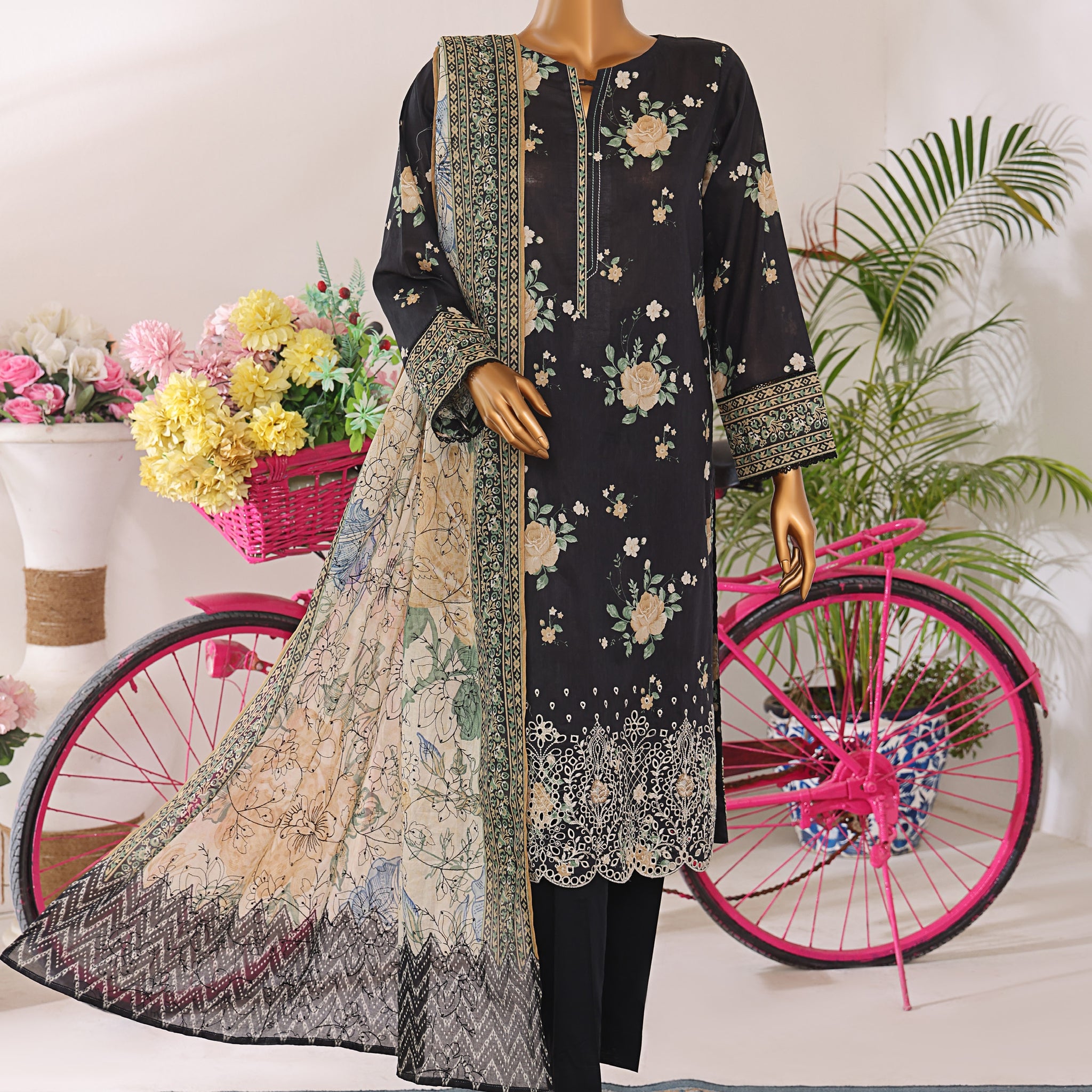 HZ Textile Unstitched Elite EMBROIDERED Collection'25 D-04