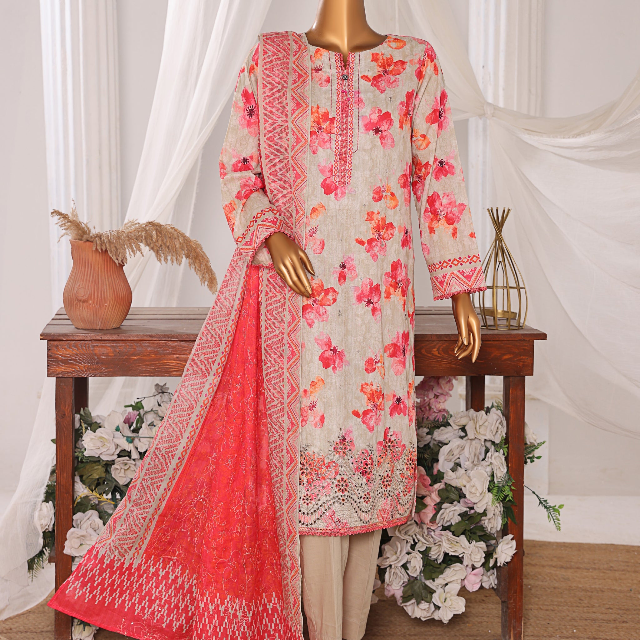 HZ Textile Unstitched Elite EMBROIDERED Collection'25 D-06