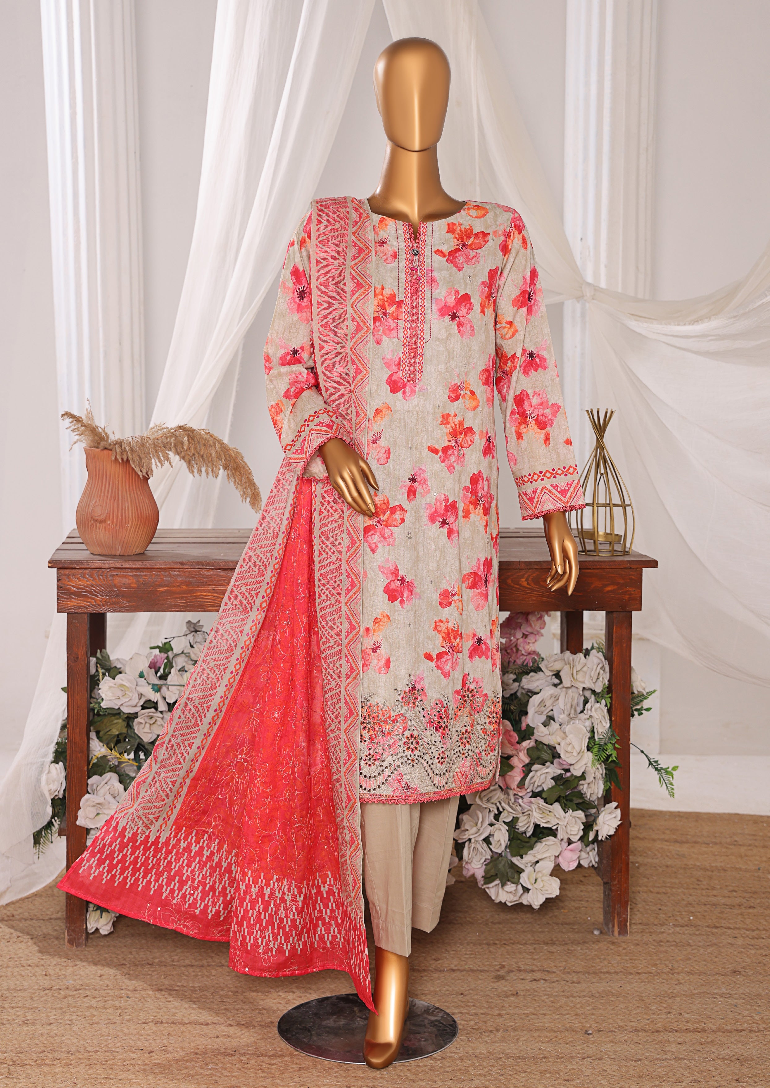 HZ Textile Unstitched Elite EMBROIDERED Collection'25 D-06