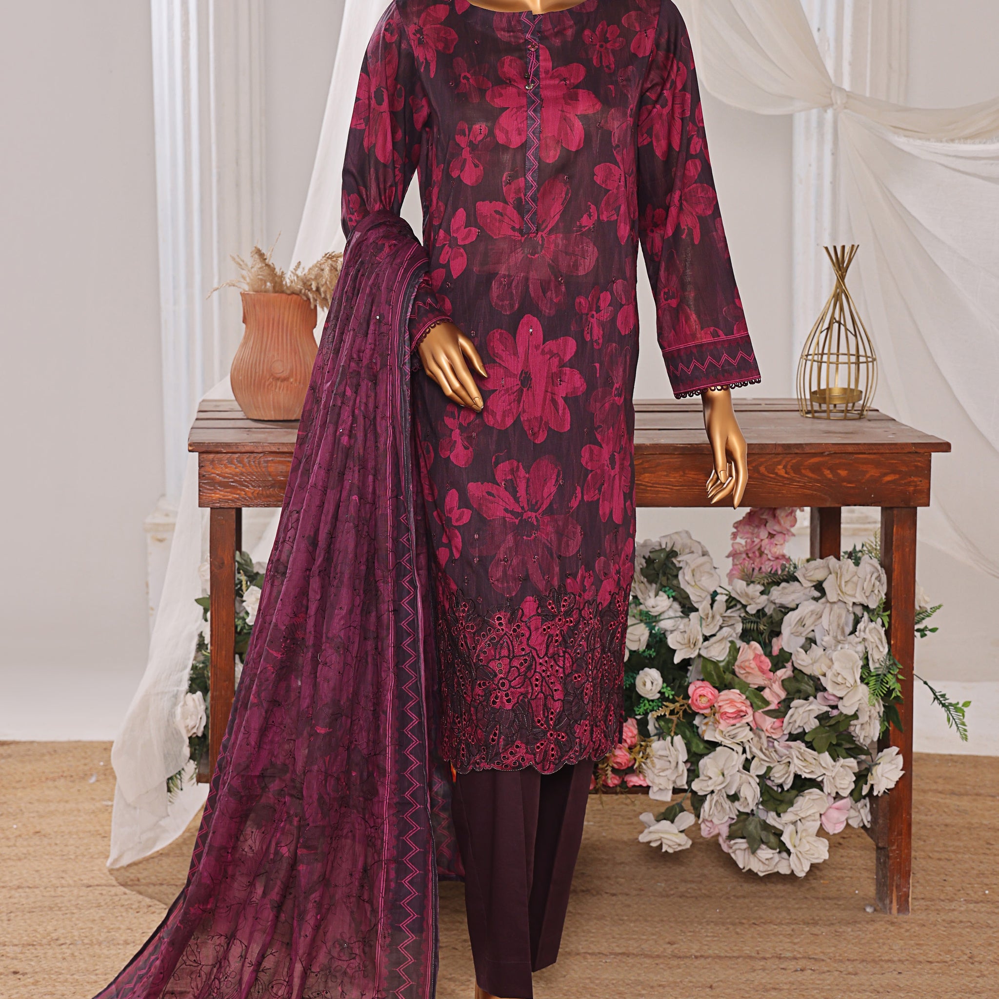 HZ Textile Unstitched Elite EMBROIDERED Collection'25 D-07