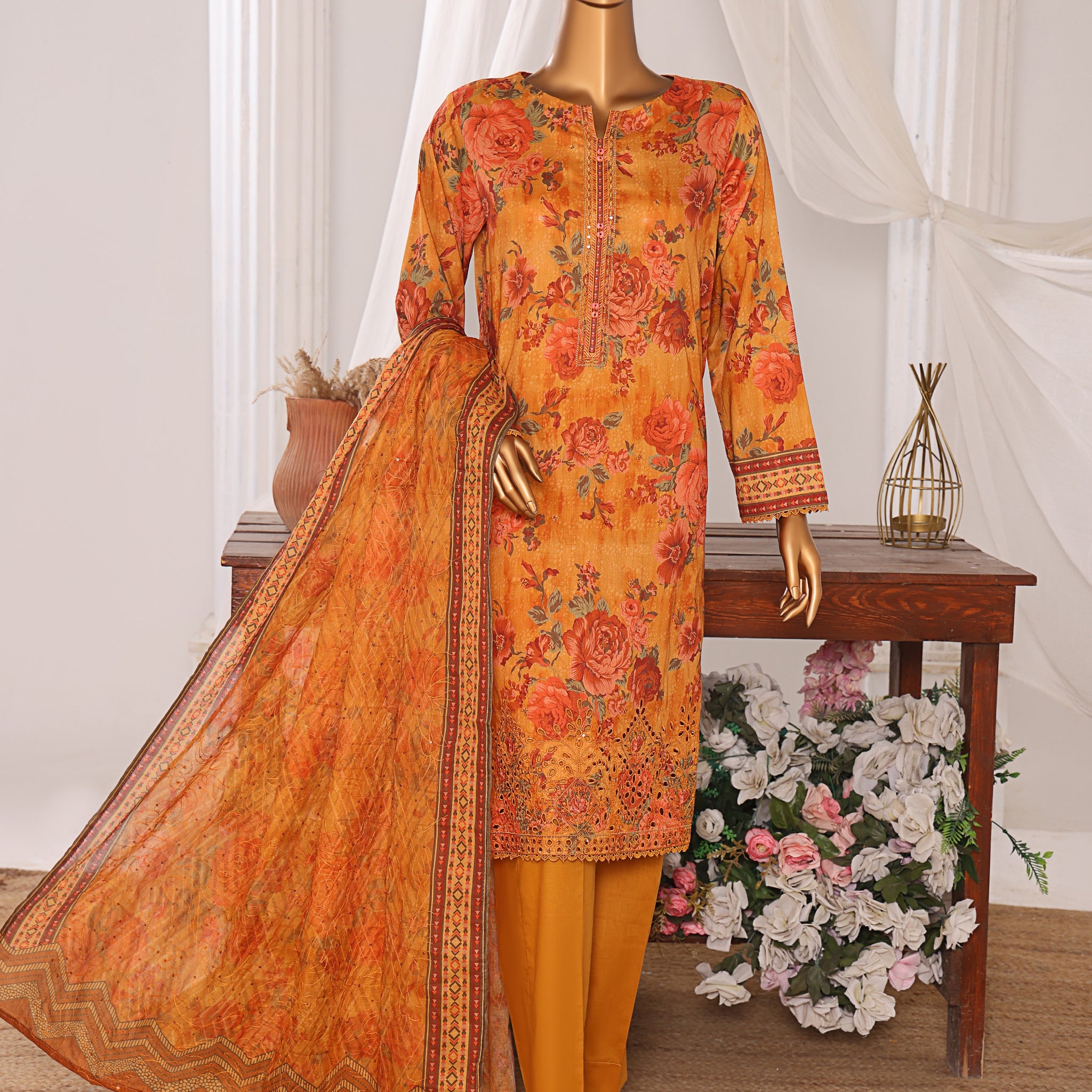 HZ Textile Unstitched Elite EMBROIDERED Collection'25 D-01