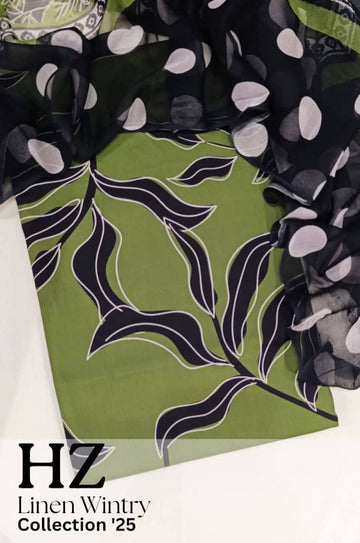 HZ Textile Unstitched Full Suit Linen Wintry Collection'25 D-04