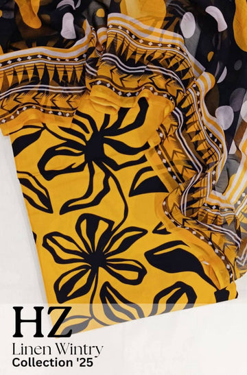HZ Textile Unstitched Full Suit Linen Wintry Collection'25 D-12