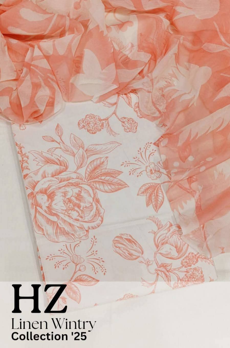 HZ Textile Unstitched Full Suit Linen Wintry Collection'25 D-05