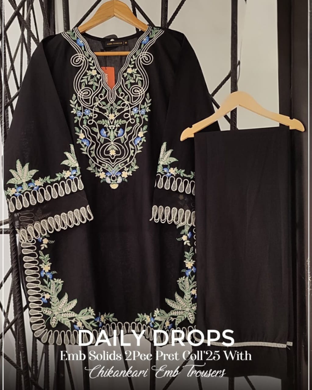Ayesha Fabrics Present's RTW Daily Drop—Solid Cotton Shirt EMB with Cotton Trouser 2PC Collection 2025 D-02