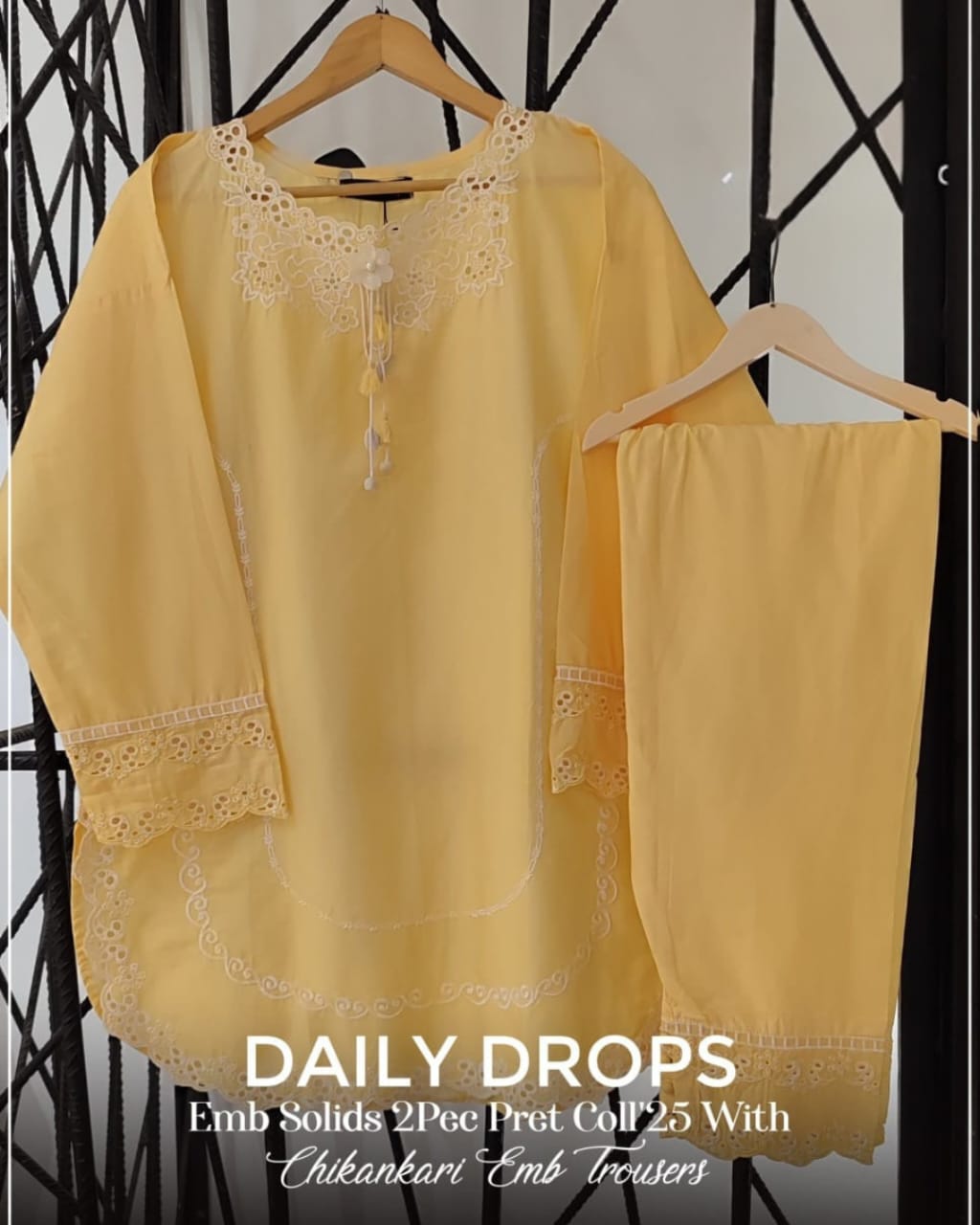 Ayesha Fabrics Present's RTW Daily Drop—Solid Cotton Shirt EMB with Cotton Trouser 2PC Collection 2025 D-03