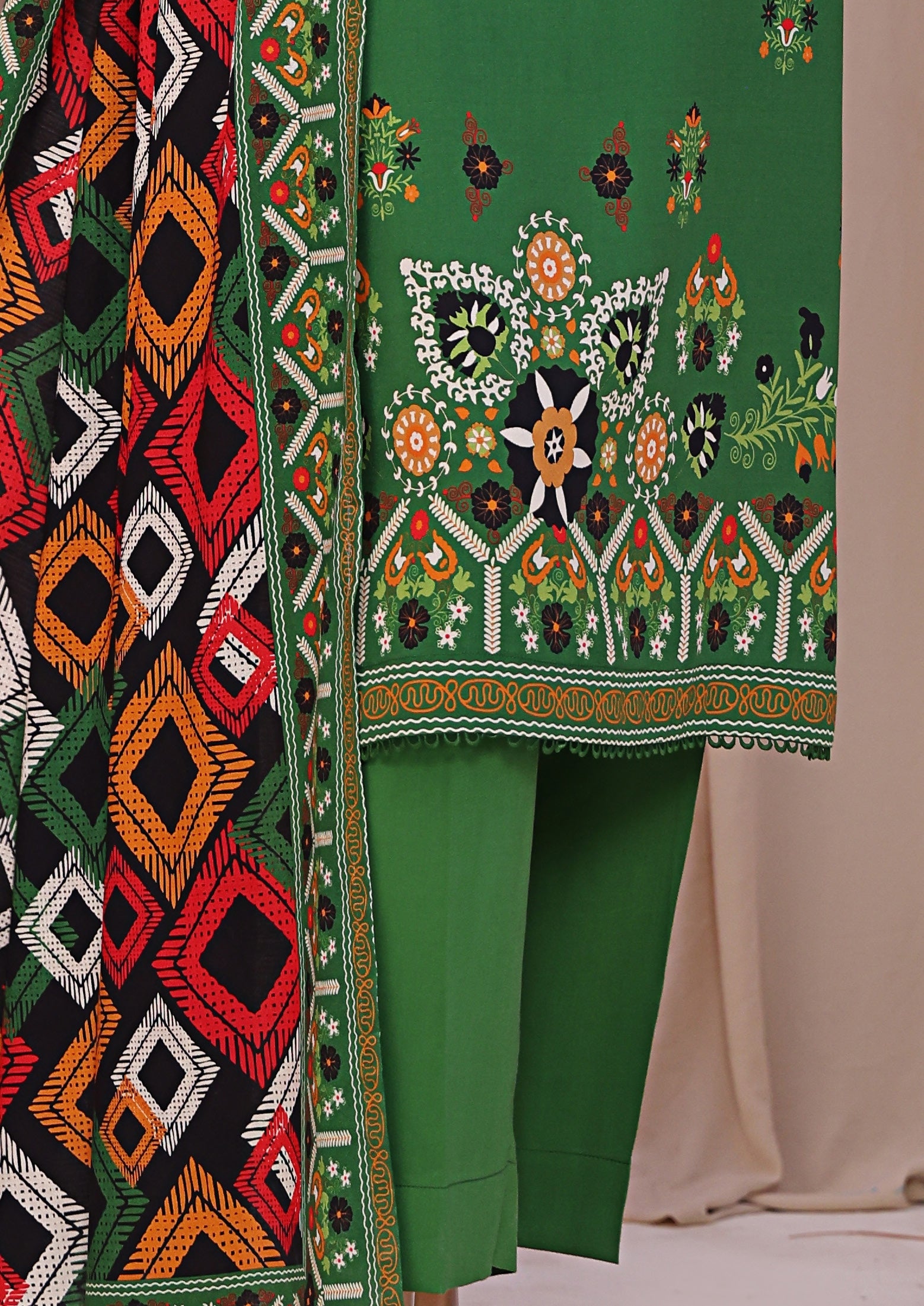 HZ LINEN SLUB WITH DOBBY SHAWL DUPATTA 3PIECE UNSTITCHED COLLECTION 2025 D-02