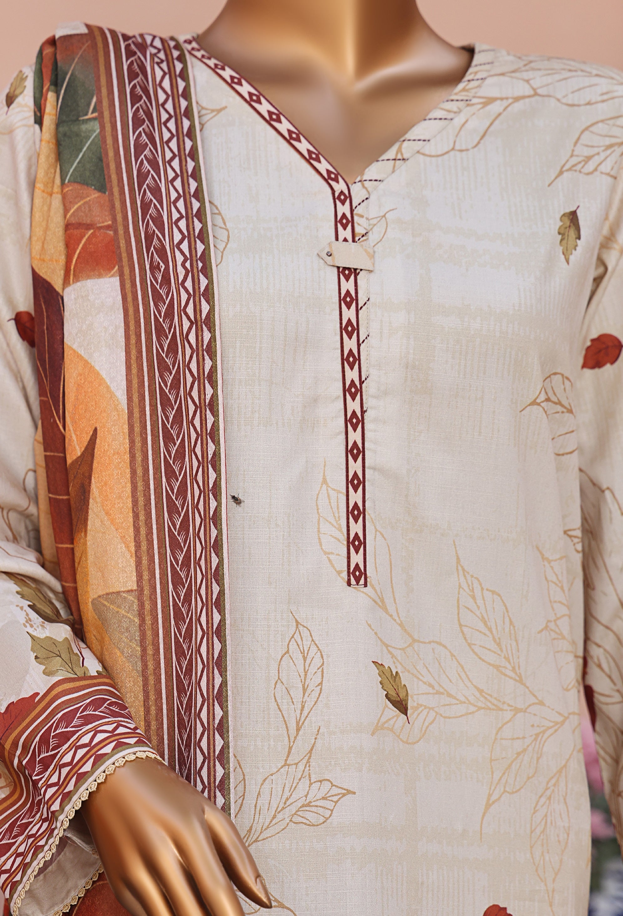 HZ LINEN SLUB WITH DOBBY SHAWL DUPATTA 3PIECE UNSTITCHED COLLECTION 2025 D-04