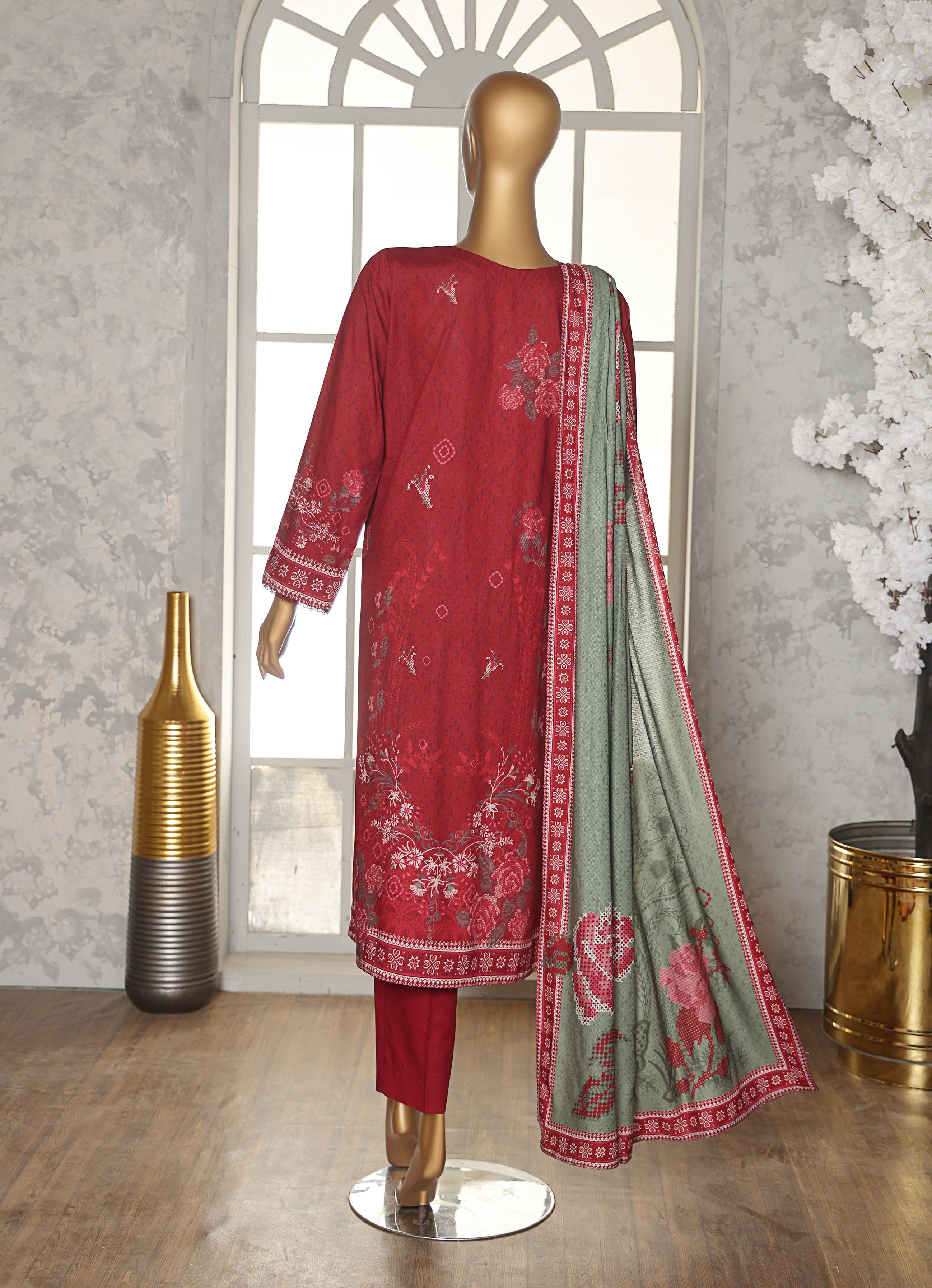 HZ LINEN SLUB WITH DOBBY SHAWL DUPATTA 3PIECE UNSTITCHED COLLECTION 2025 D-10