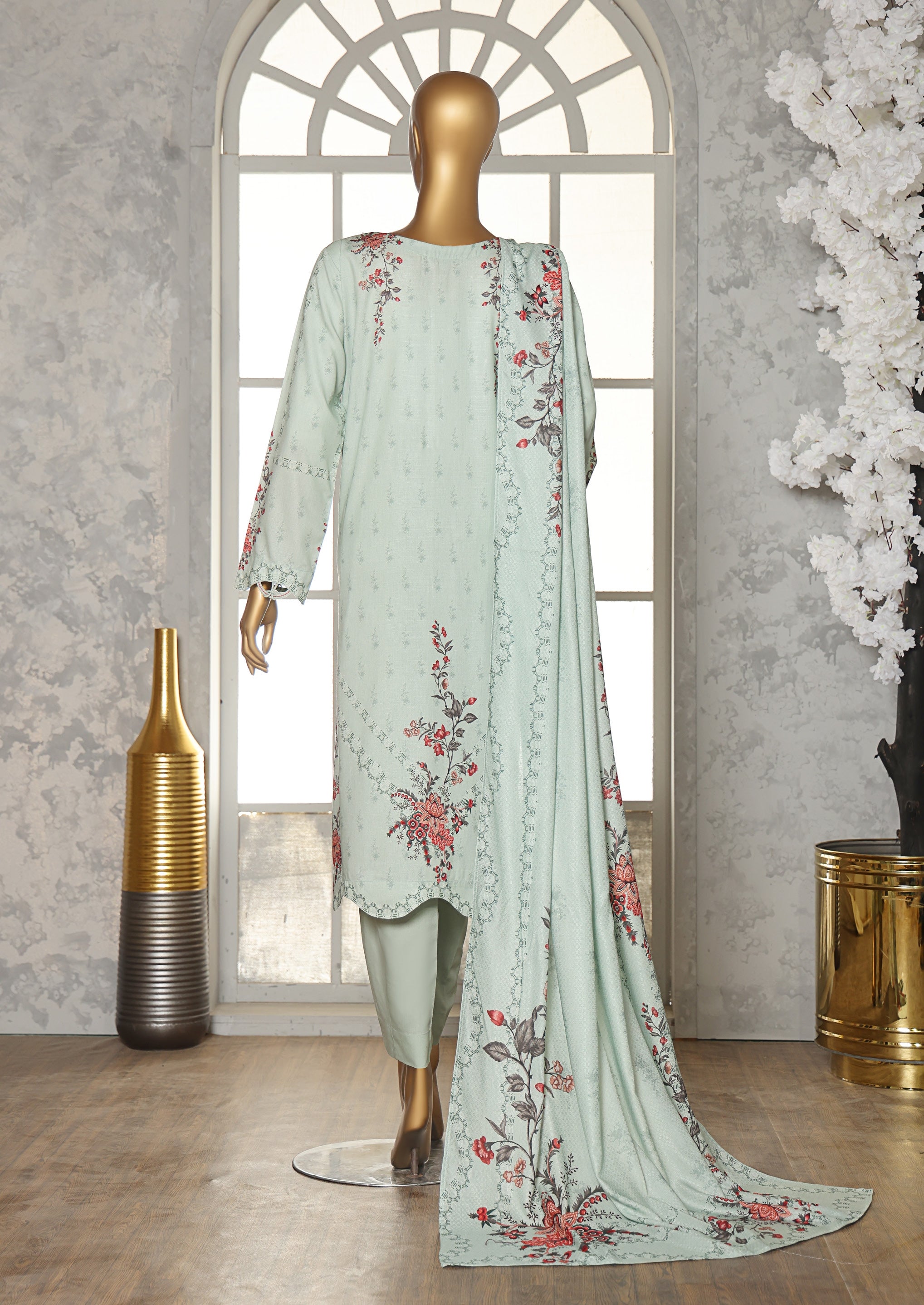 HZ LINEN SLUB WITH DOBBY SHAWL DUPATTA 3PIECE UNSTITCHED COLLECTION 2025 D-05