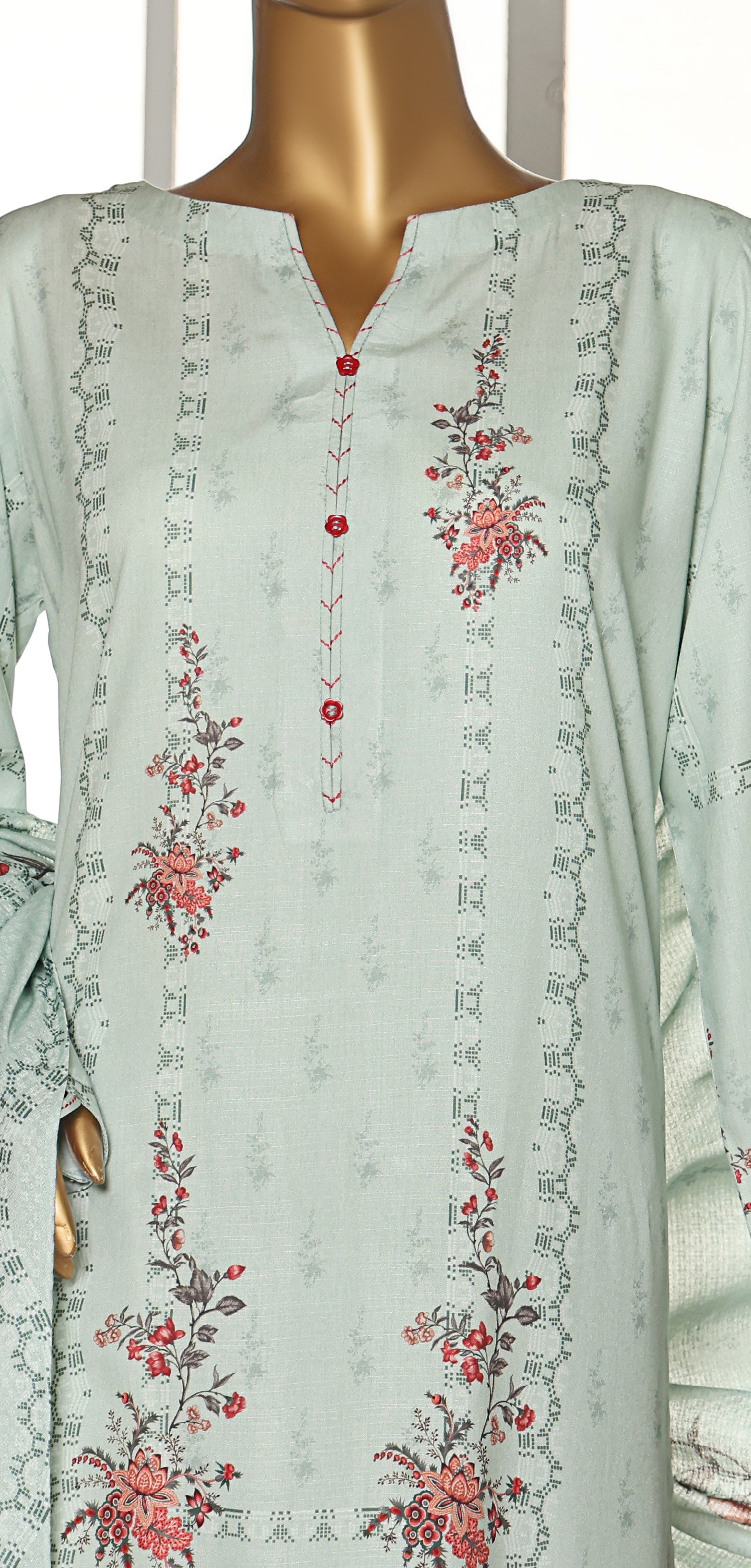 HZ LINEN SLUB WITH DOBBY SHAWL DUPATTA 3PIECE UNSTITCHED COLLECTION 2025 D-05