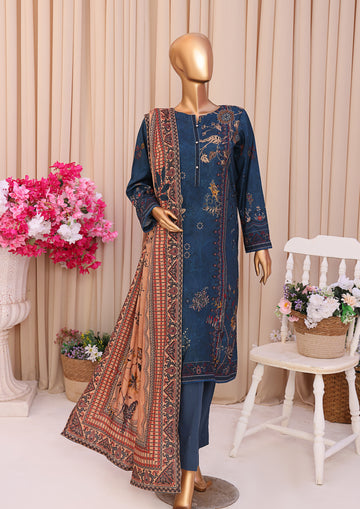 HZ LINEN SLUB WITH DOBBY SHAWL DUPATTA 3PIECE UNSTITCHED COLLECTION 2025 D-03