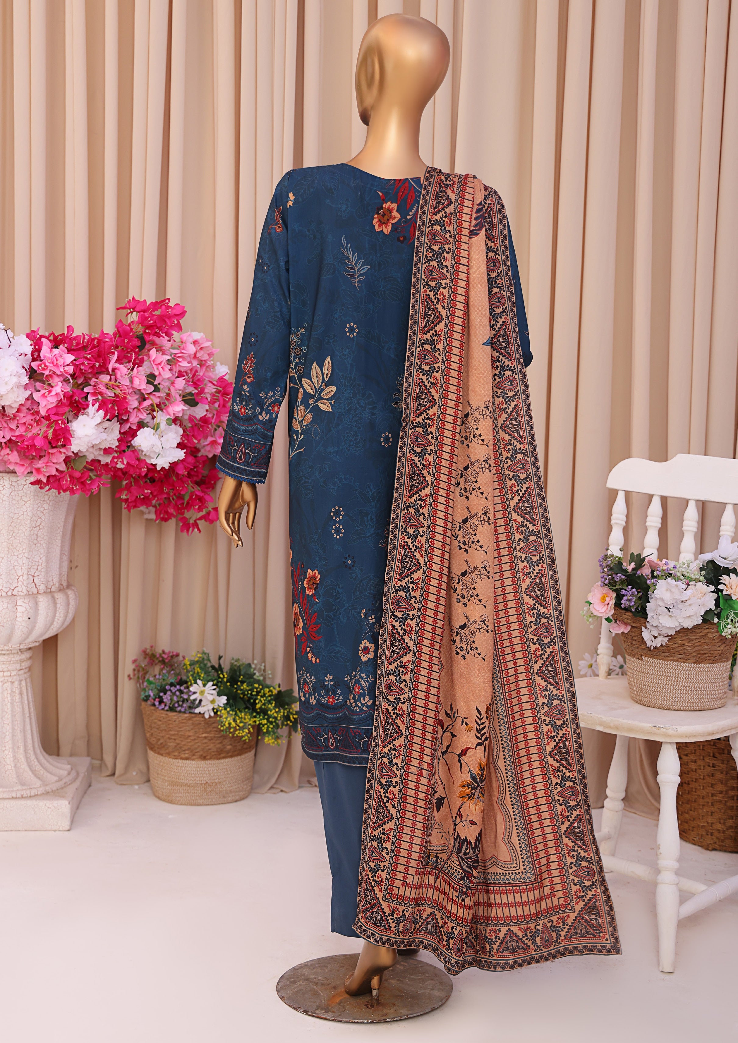 HZ LINEN SLUB WITH DOBBY SHAWL DUPATTA 3PIECE UNSTITCHED COLLECTION 2025 D-03