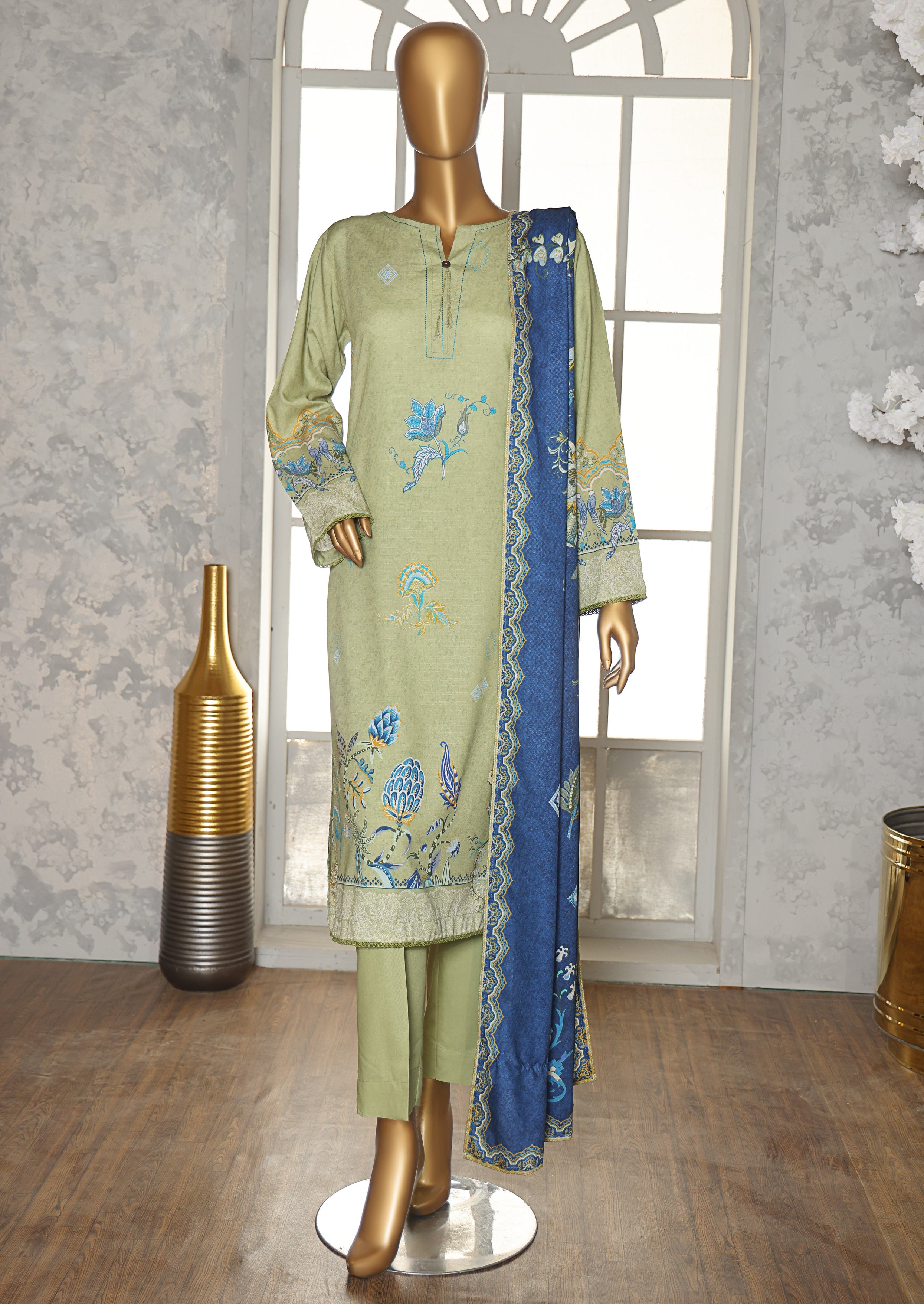 HZ LINEN SLUB WITH DOBBY SHAWL DUPATTA 3PIECE UNSTITCHED COLLECTION 2025 D-07