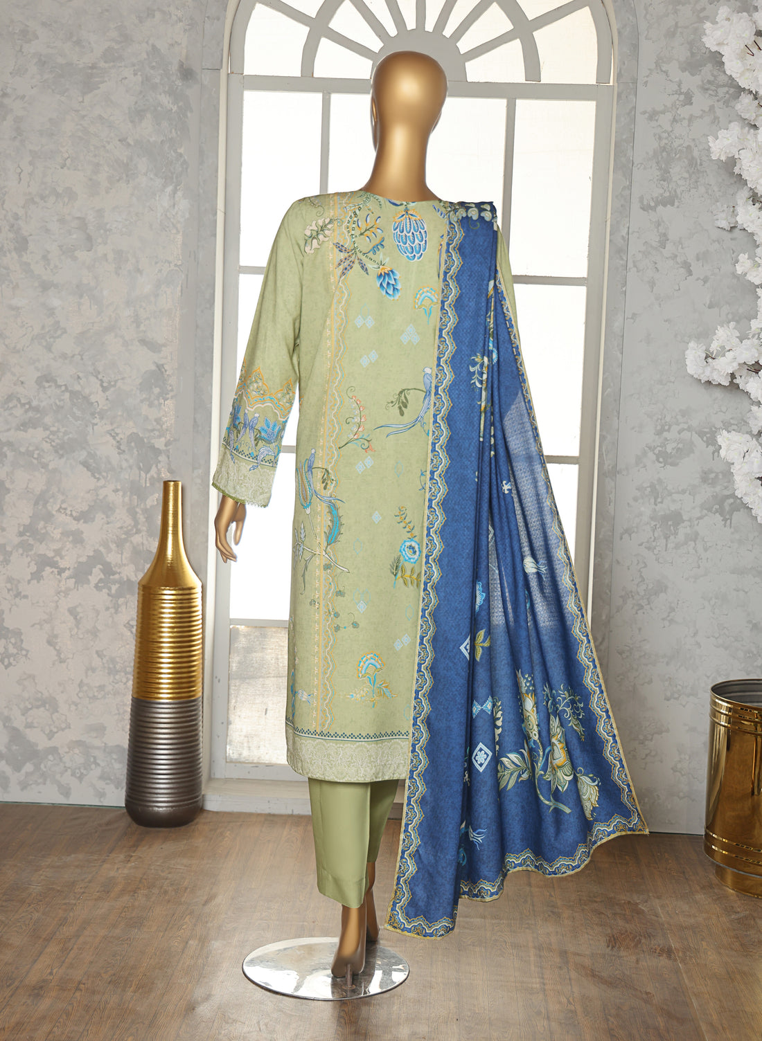 HZ LINEN SLUB WITH DOBBY SHAWL DUPATTA 3PIECE UNSTITCHED COLLECTION 2025 D-07