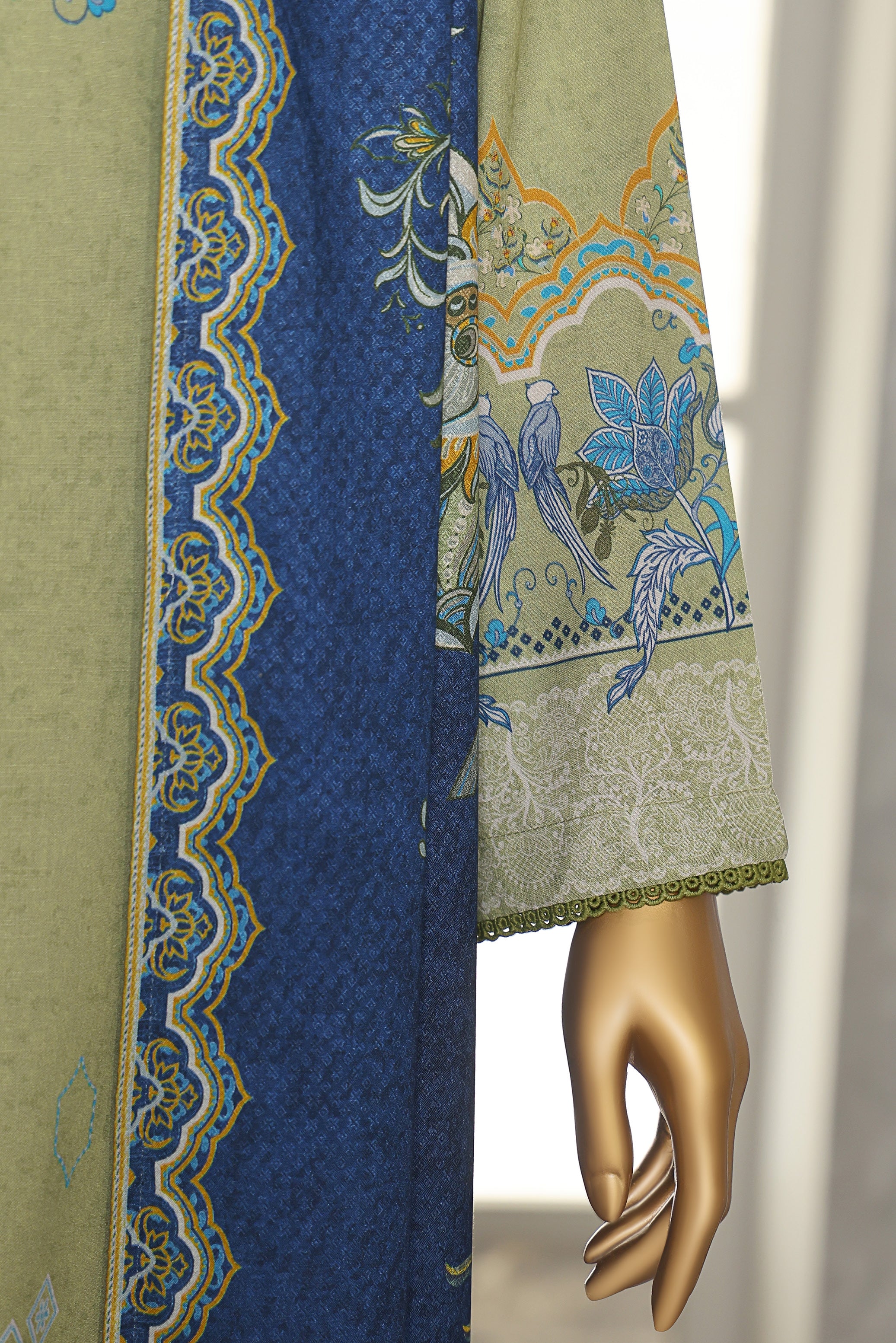 HZ LINEN SLUB WITH DOBBY SHAWL DUPATTA 3PIECE UNSTITCHED COLLECTION 2025 D-07