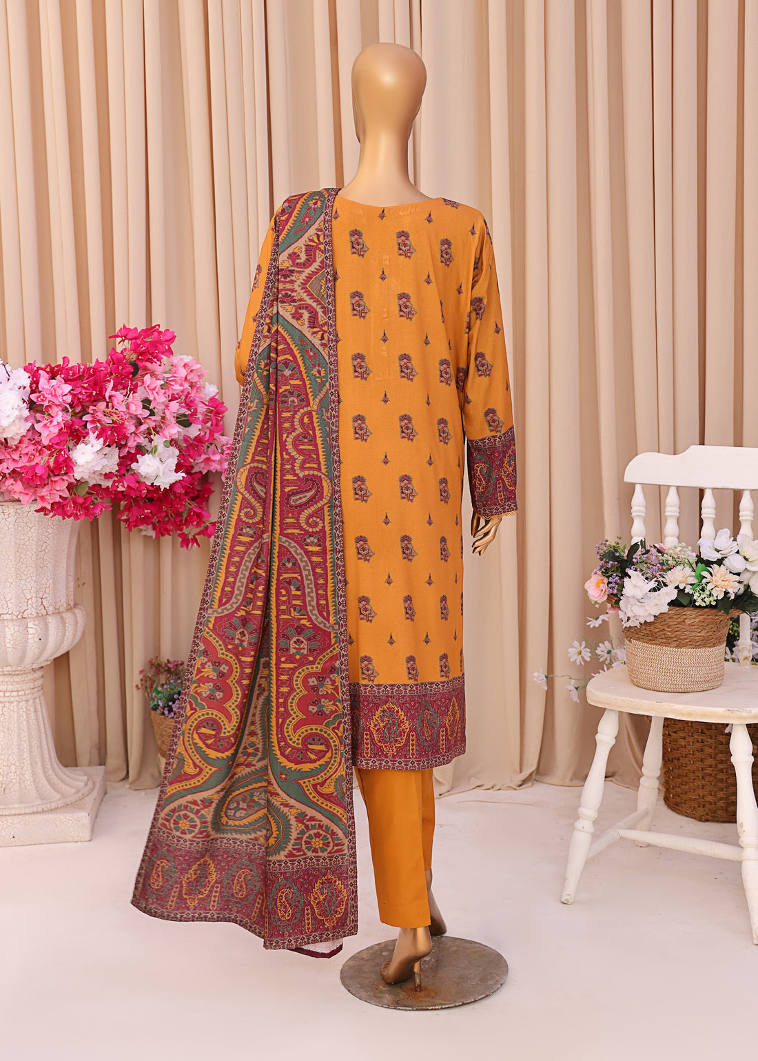 HZ LINEN SLUB WITH DOBBY SHAWL DUPATTA 3PIECE UNSTITCHED COLLECTION 2025 D-08