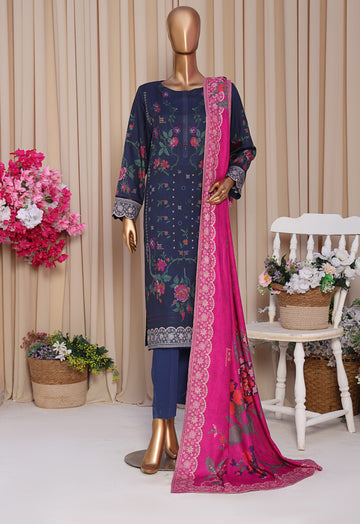 HZ LINEN SLUB WITH DOBBY SHAWL DUPATTA 3PIECE UNSTITCHED COLLECTION 2025 D-09