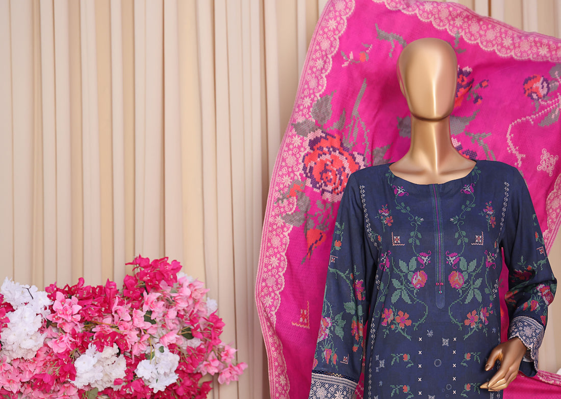 HZ LINEN SLUB WITH DOBBY SHAWL DUPATTA 3PIECE UNSTITCHED COLLECTION 2025 D-09