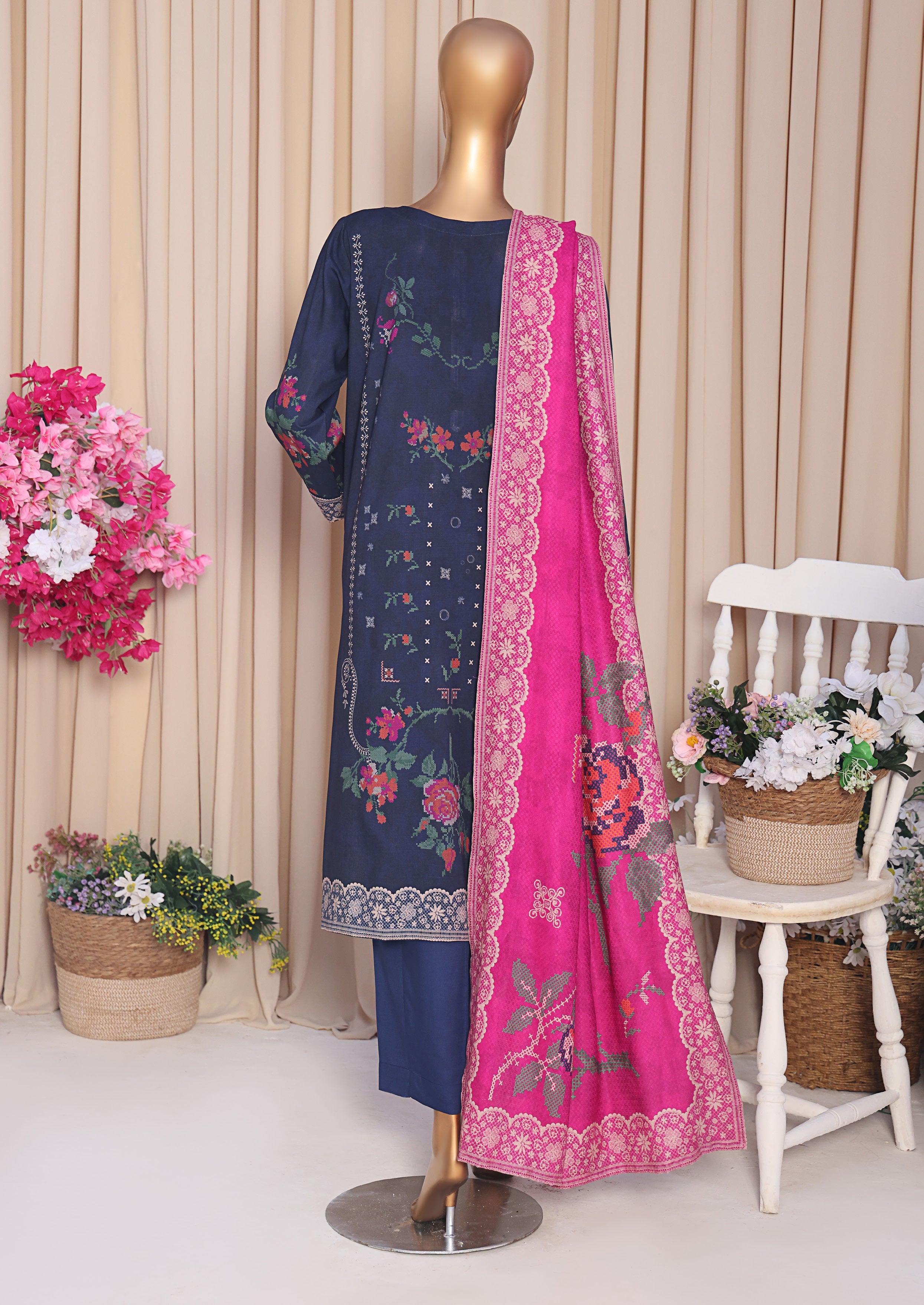 HZ LINEN SLUB WITH DOBBY SHAWL DUPATTA 3PIECE UNSTITCHED COLLECTION 2025 D-09