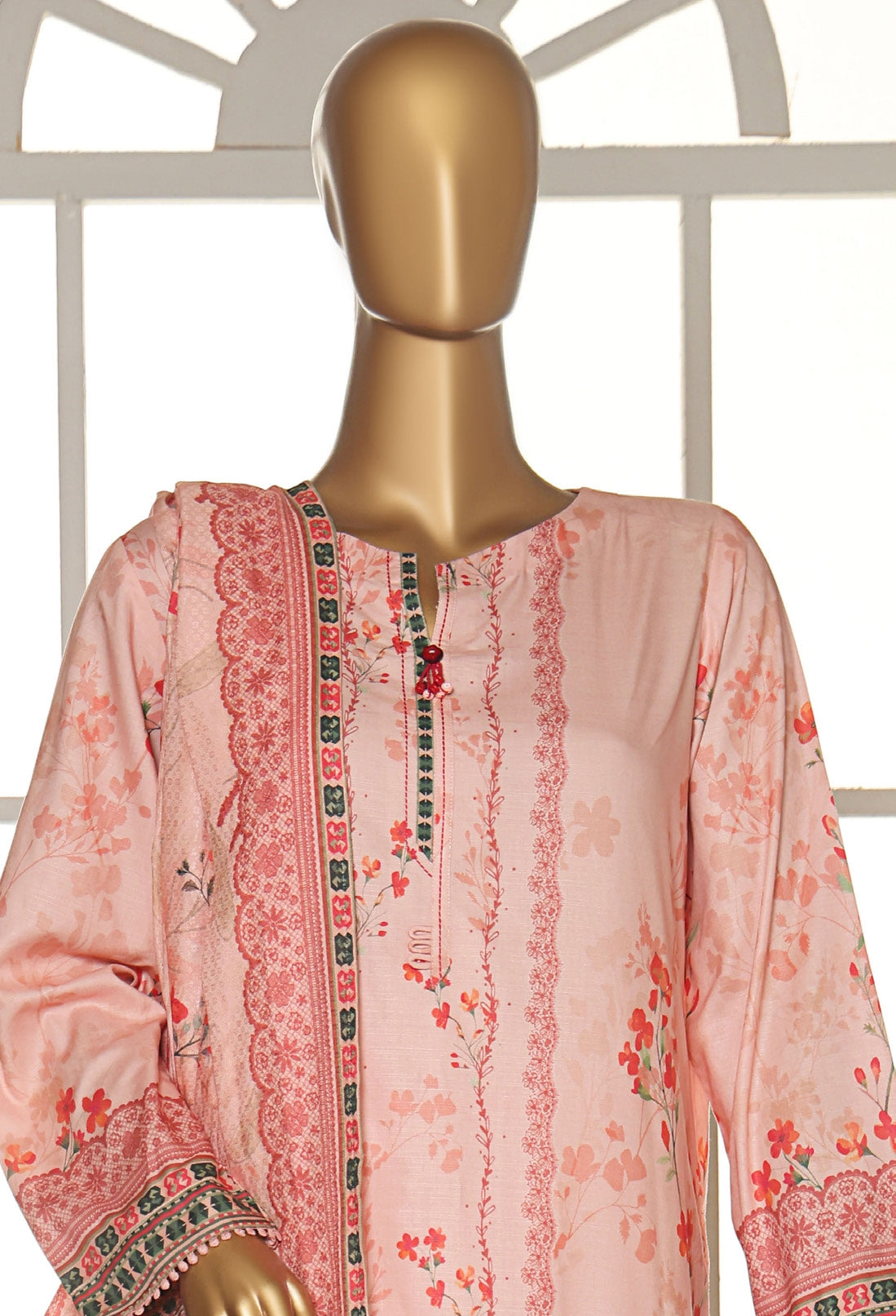 HZ LINEN SLUB WITH DOBBY SHAWL DUPATTA 3PIECE UNSTITCHED COLLECTION 2025 D-01