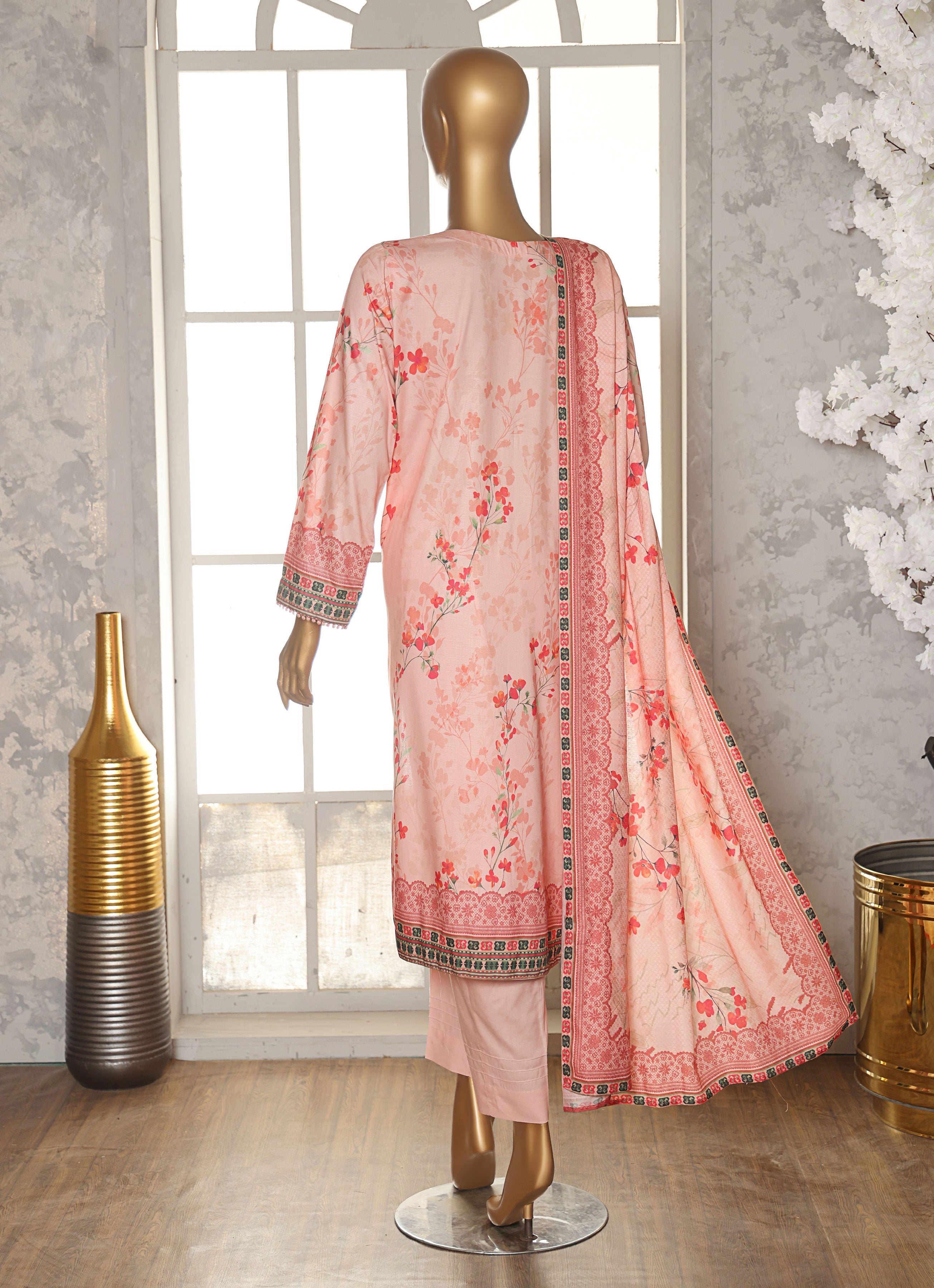 HZ LINEN SLUB WITH DOBBY SHAWL DUPATTA 3PIECE UNSTITCHED COLLECTION 2025 D-01