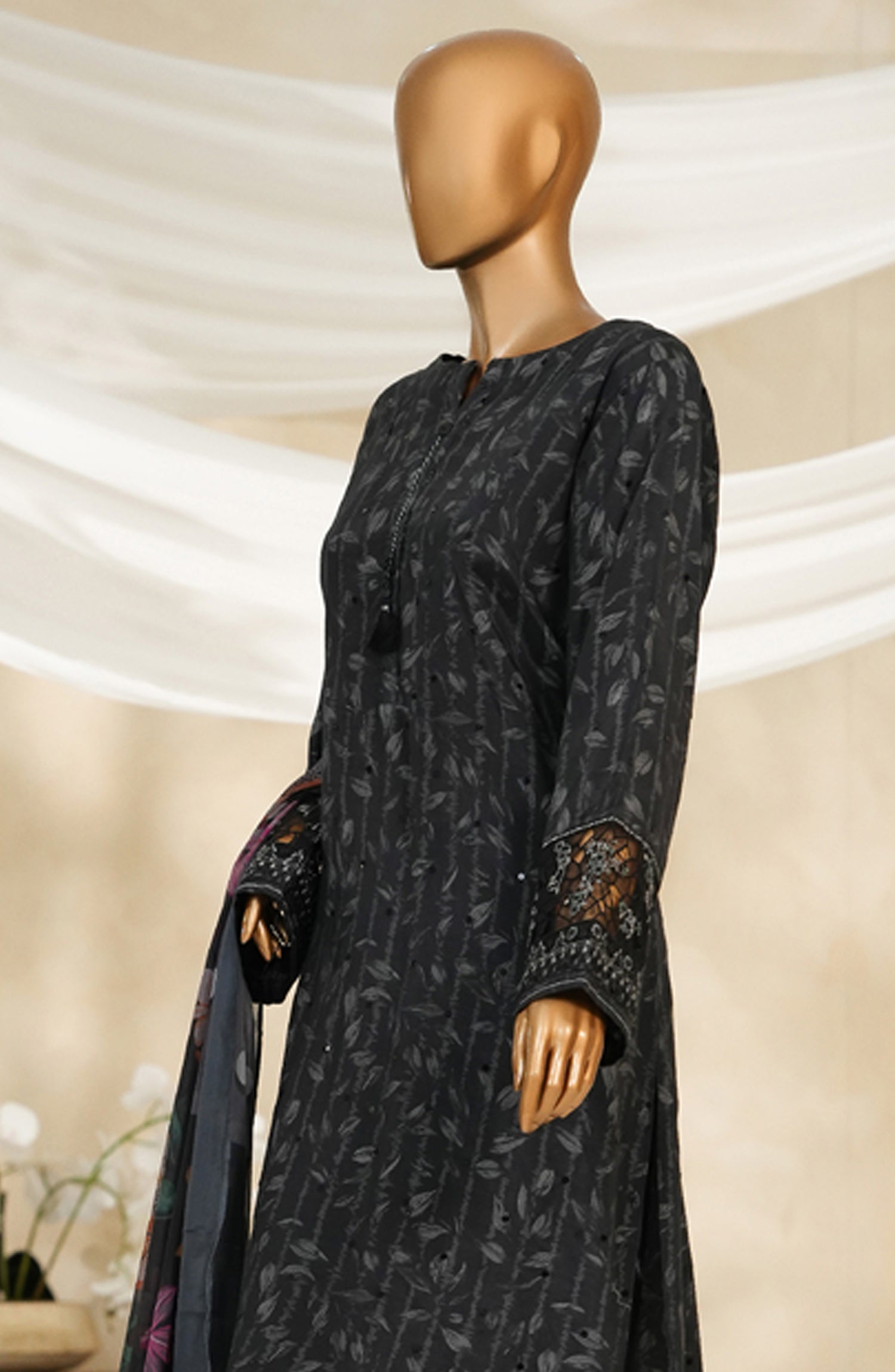 HZ Textile Ready to Wear MAJESTIC EMBROIDERED SILK 3PC Collection 2025 D-01