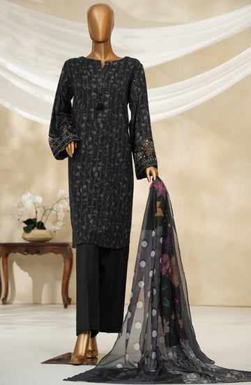 HZ Textile Ready to Wear MAJESTIC EMBROIDERED SILK 3PC Collection 2025 D-01