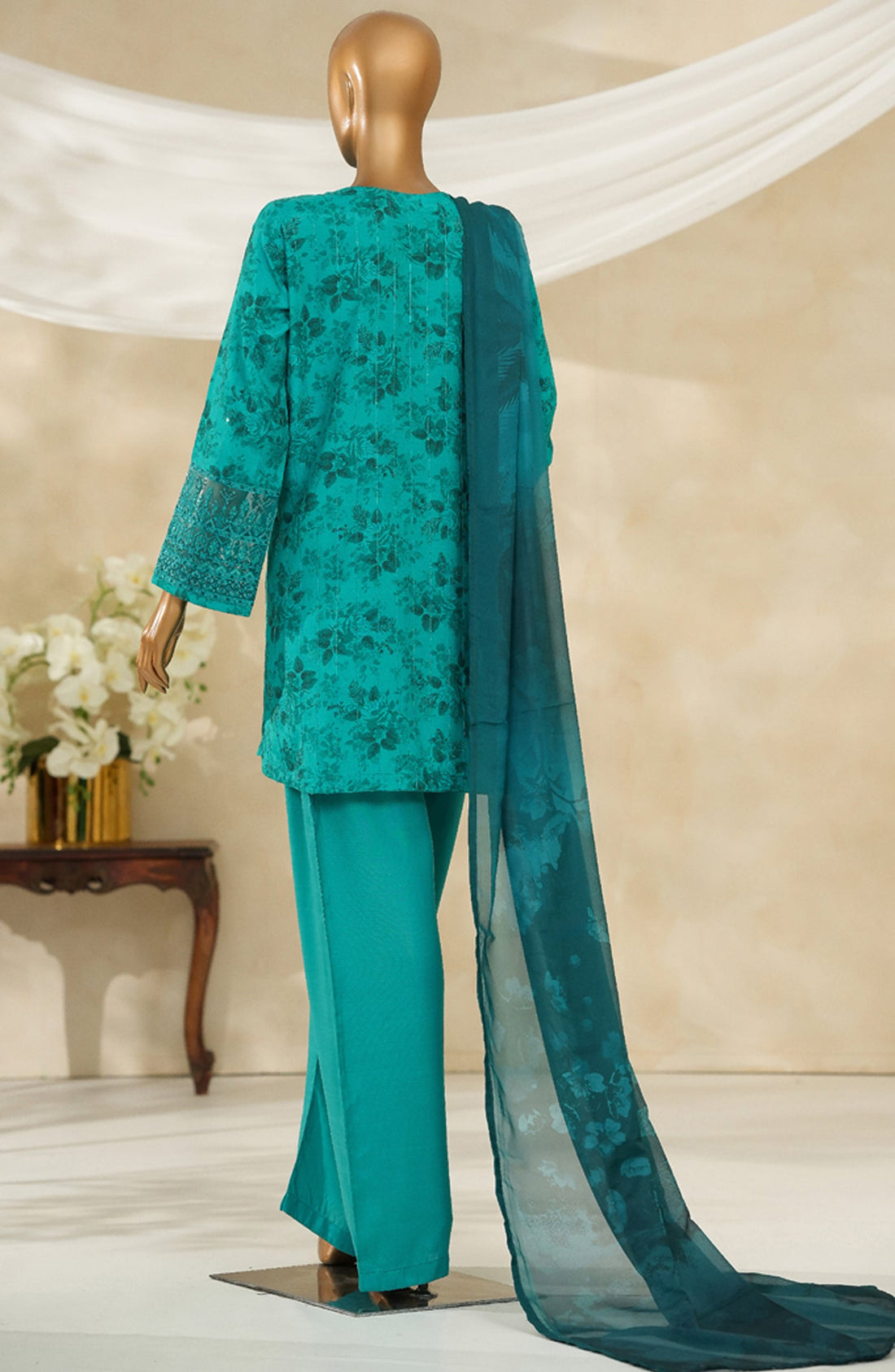 HZ Textile Ready to Wear MAJESTIC EMBROIDERED SILK 3PC Collection 2025 D-02